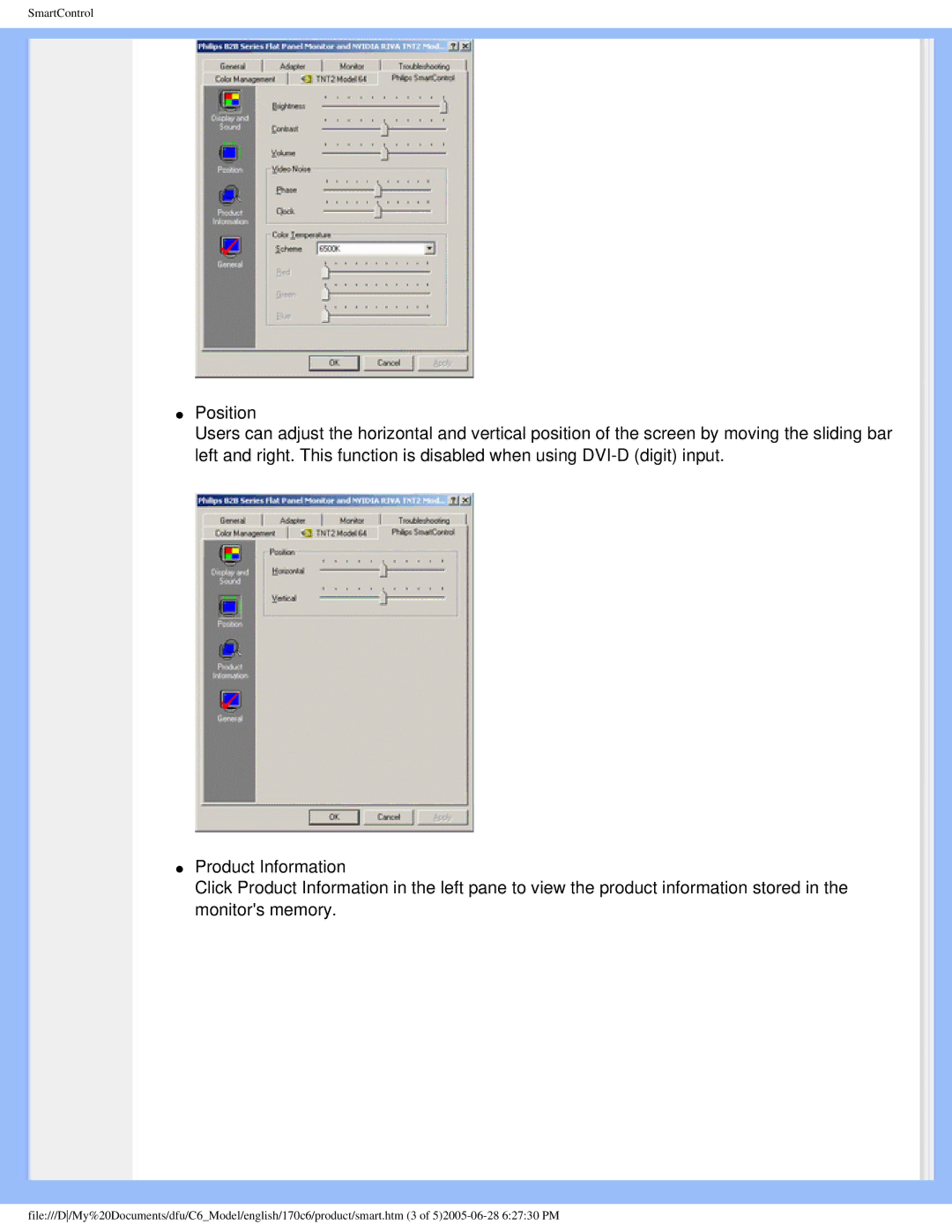 Philips 170C6 user manual SmartControl 