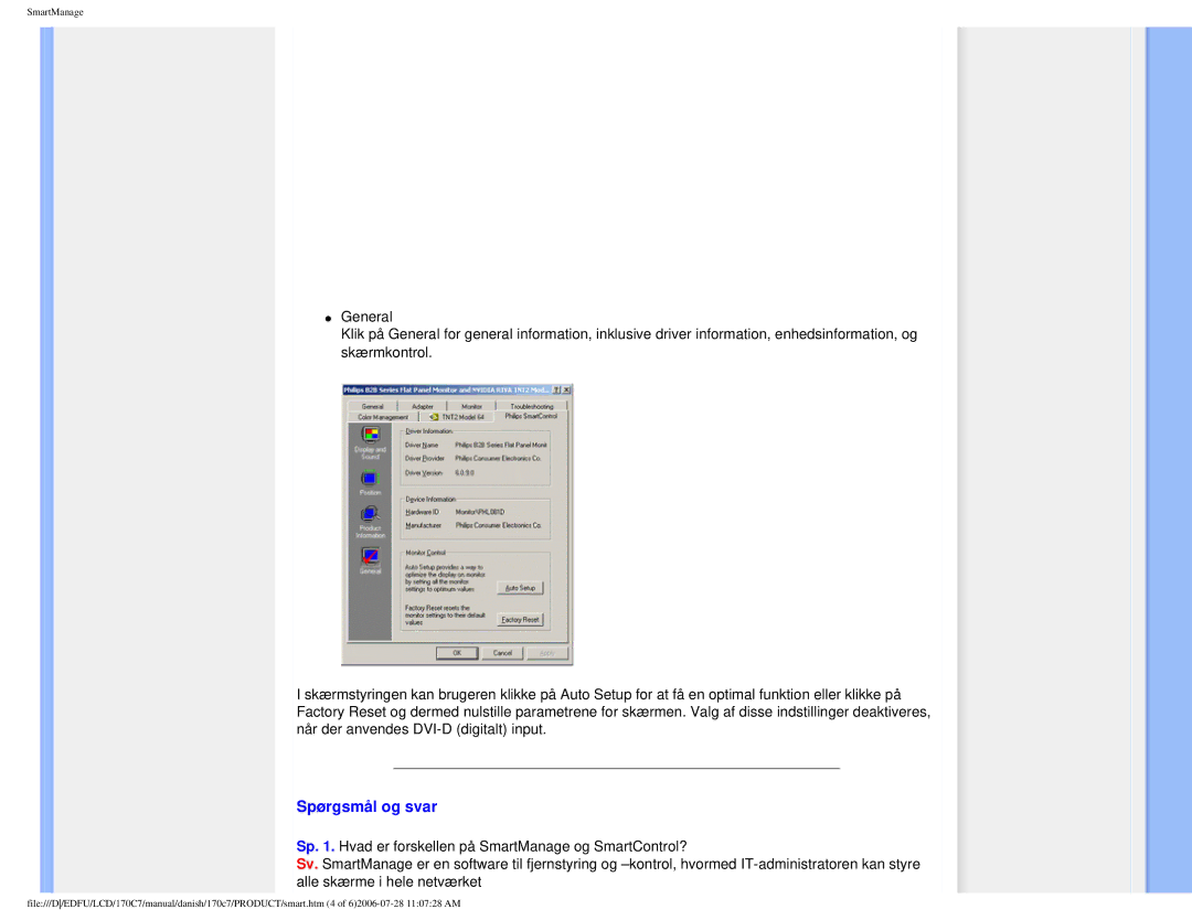 Philips 170C7 user manual Spørgsmål og svar 