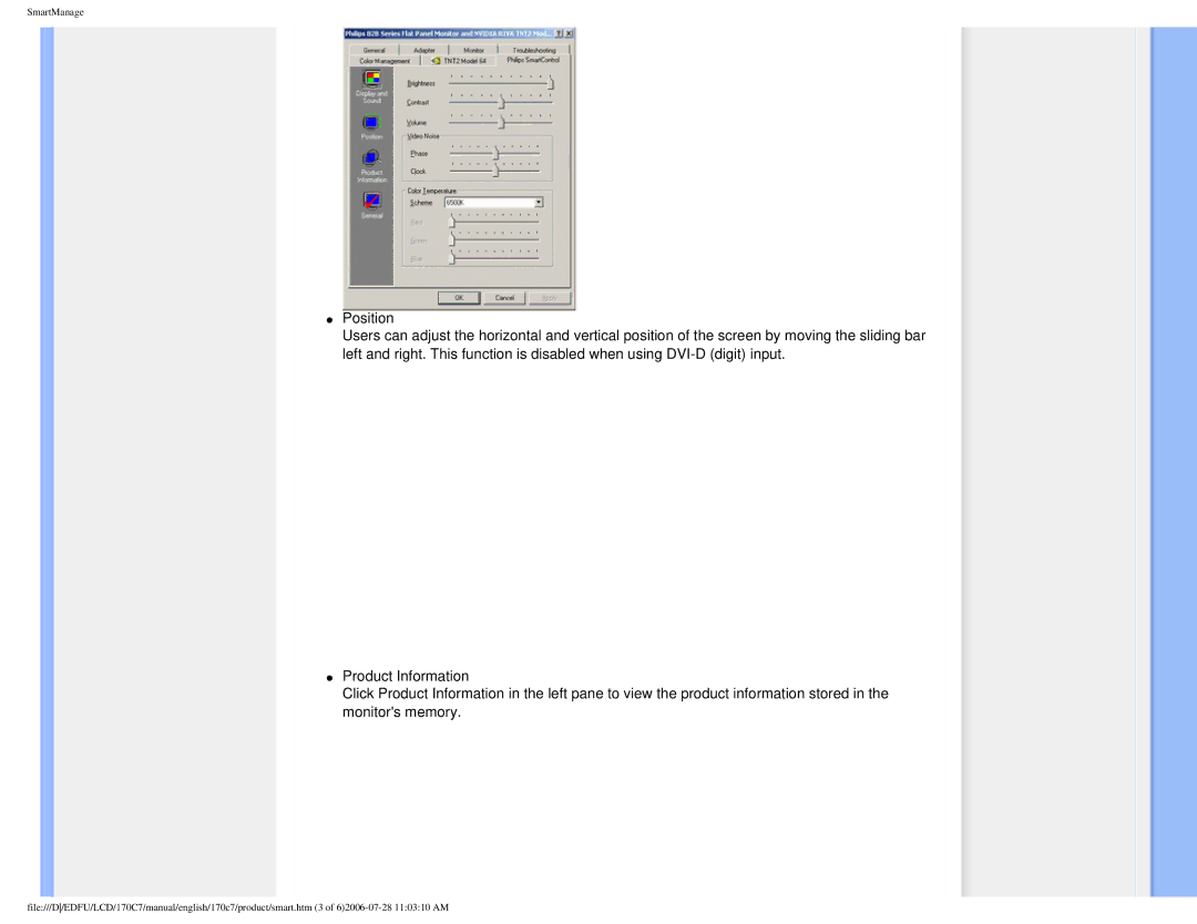 Philips 170C7 user manual SmartManage 