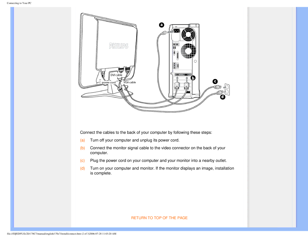 Philips 170C7 user manual Return to TOP 