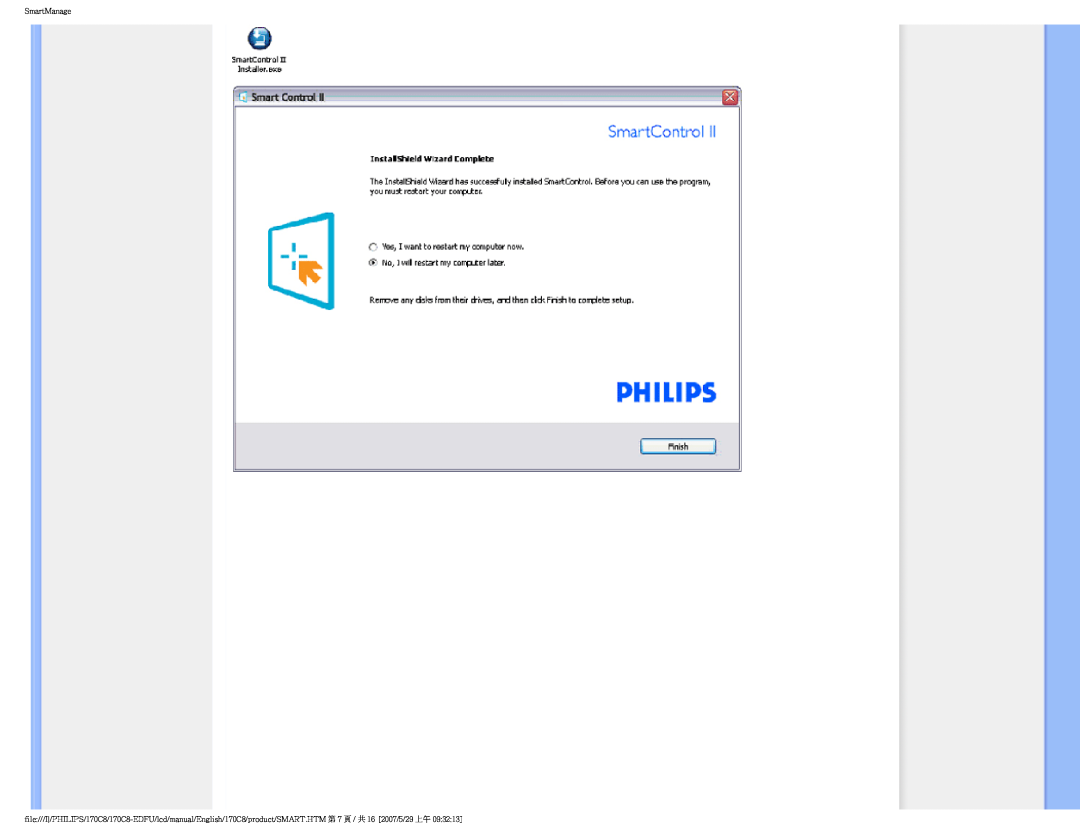 Philips 170C8 user manual SmartManage 