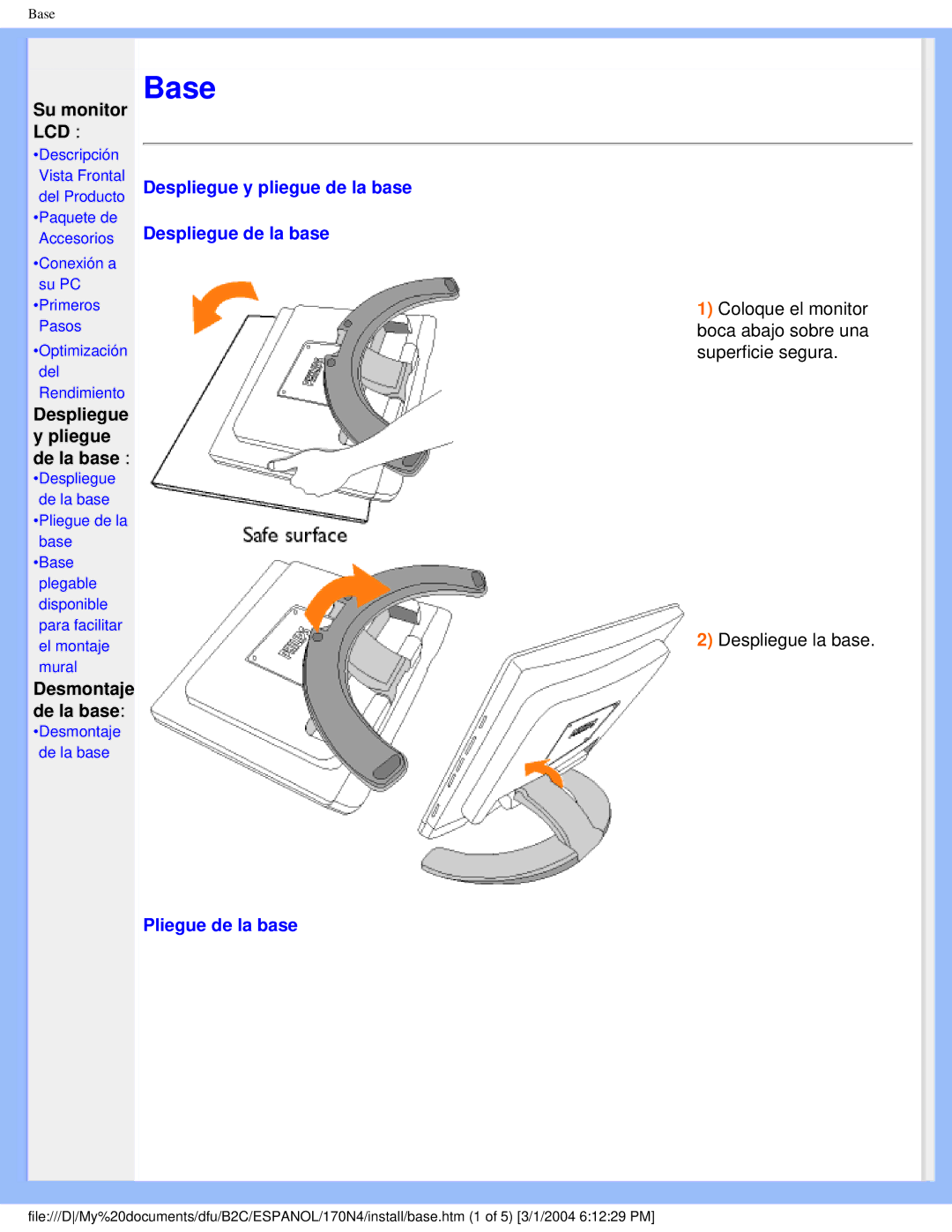 Philips 170N4 user manual Base 