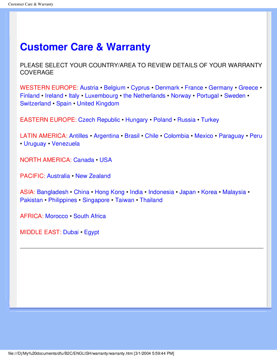 Philips 170N4 user manual Customer Care & Warranty 