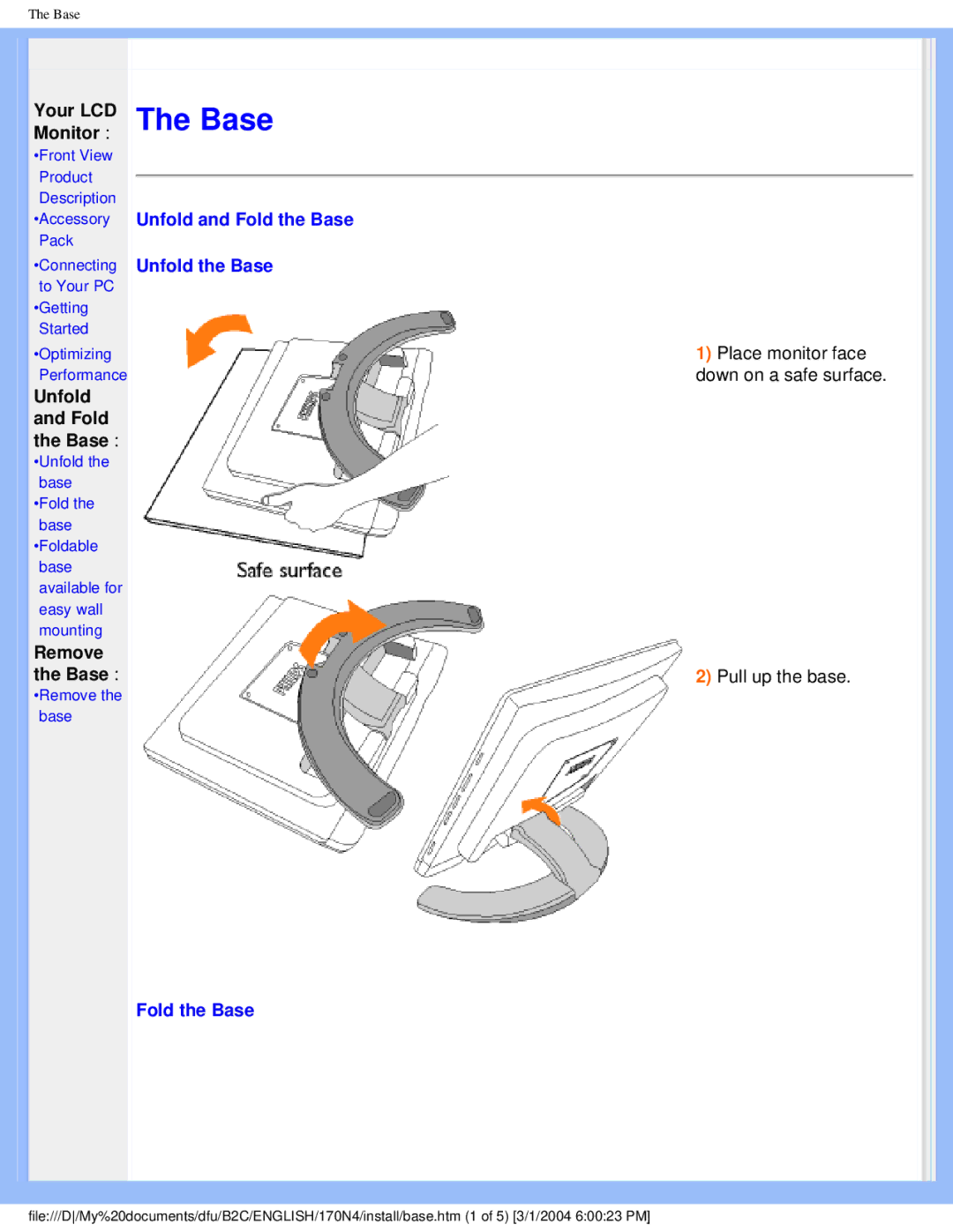 Philips 170N4 user manual Base 