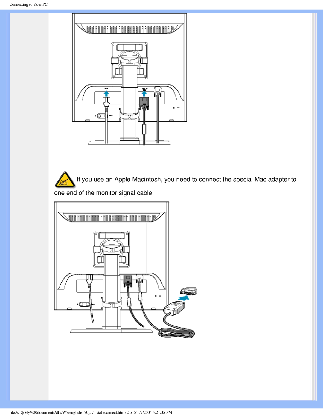 Philips 170p5 user manual Connecting to Your PC 