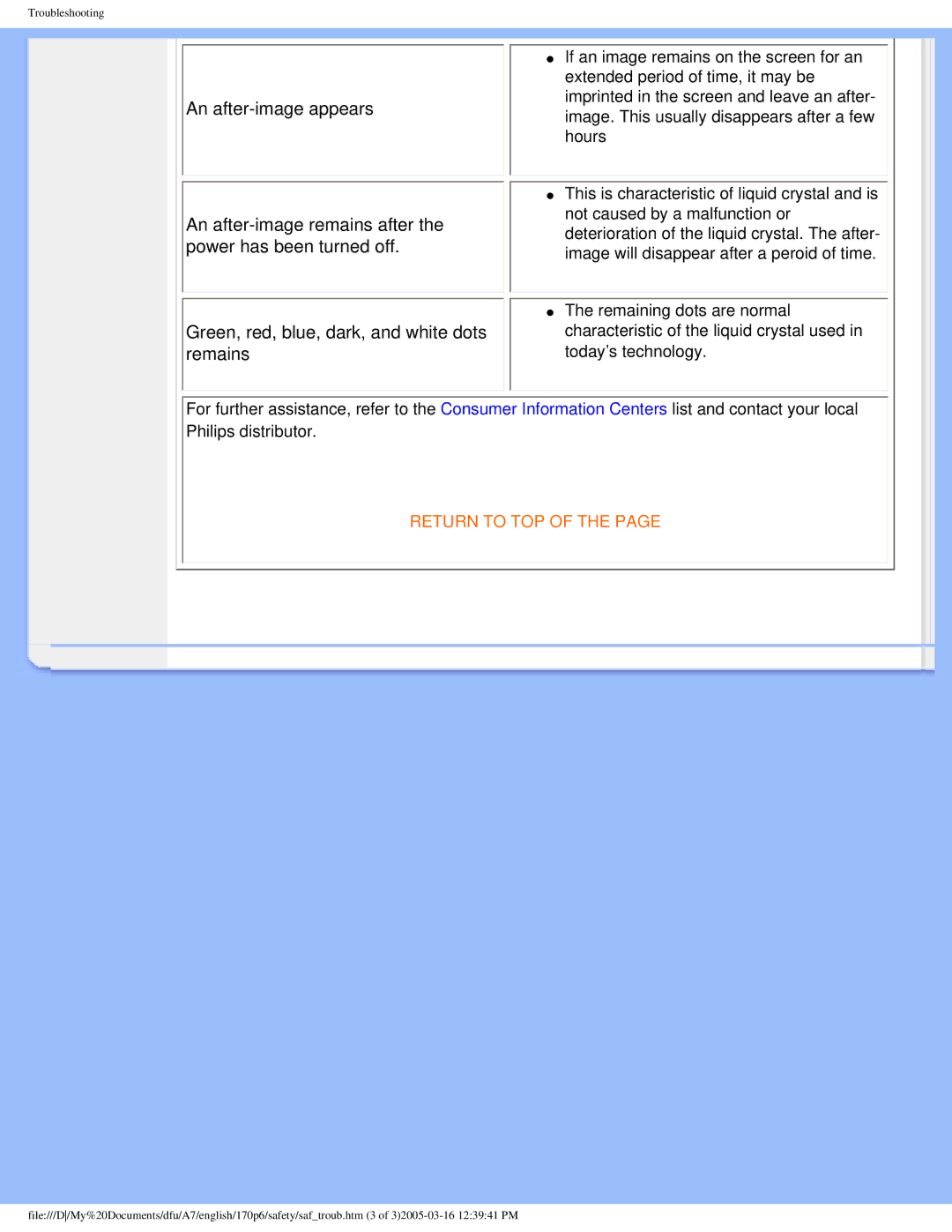 Philips 170p6 user manual Return to TOP 