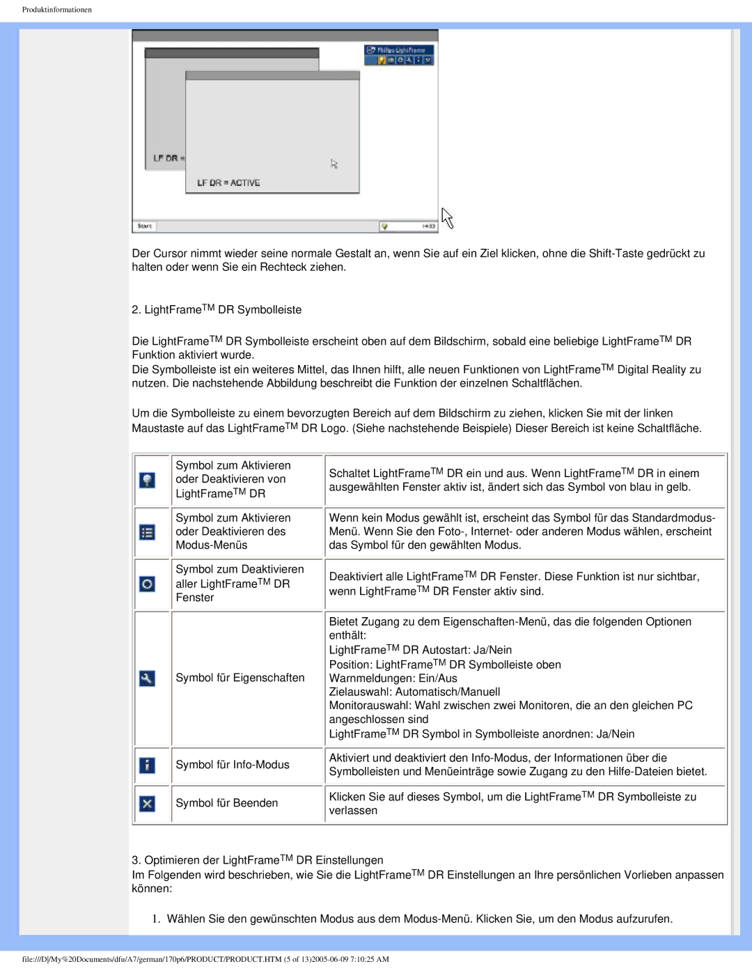 Philips 170p6 user manual Produktinformationen 