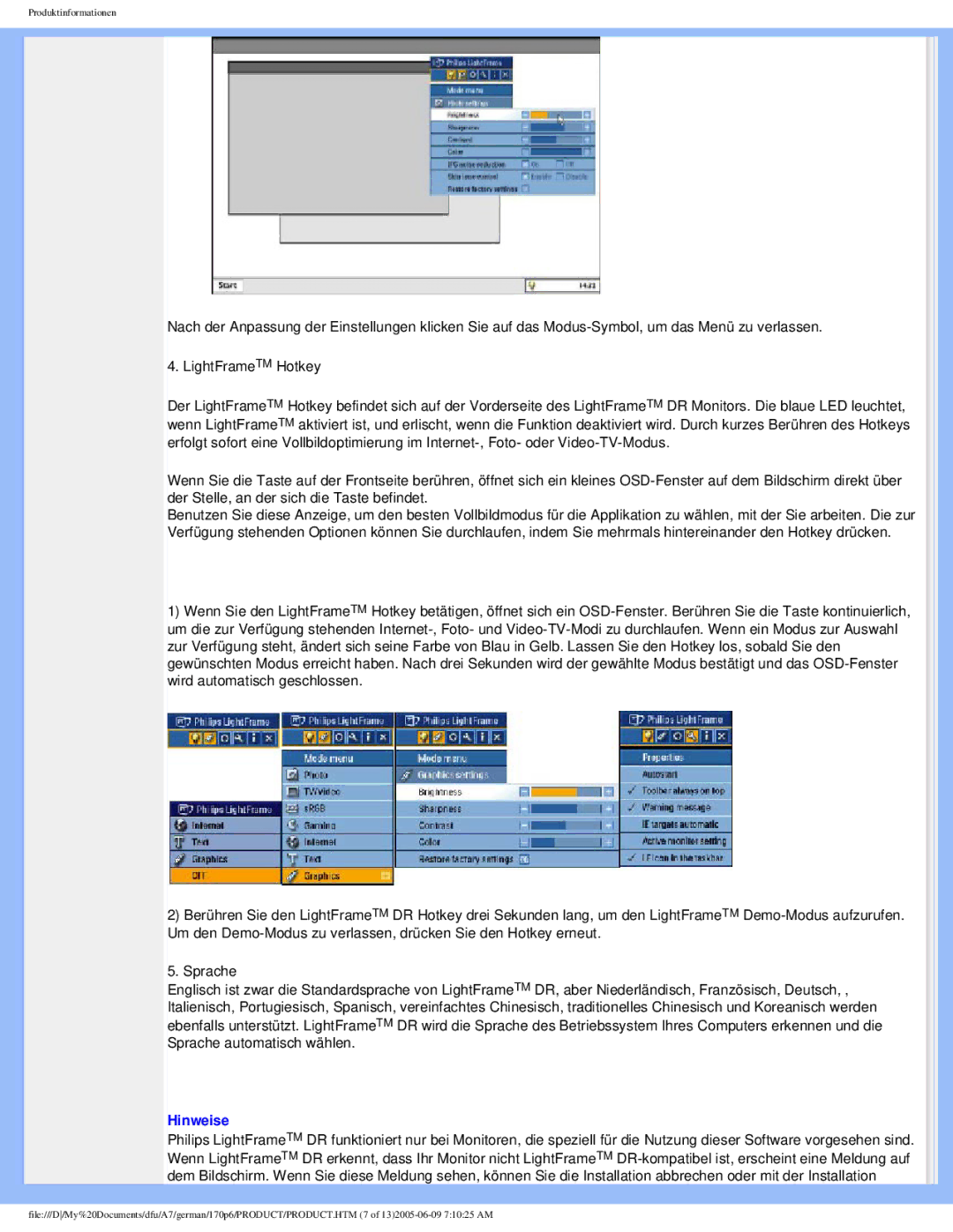 Philips 170p6 user manual Hinweise 