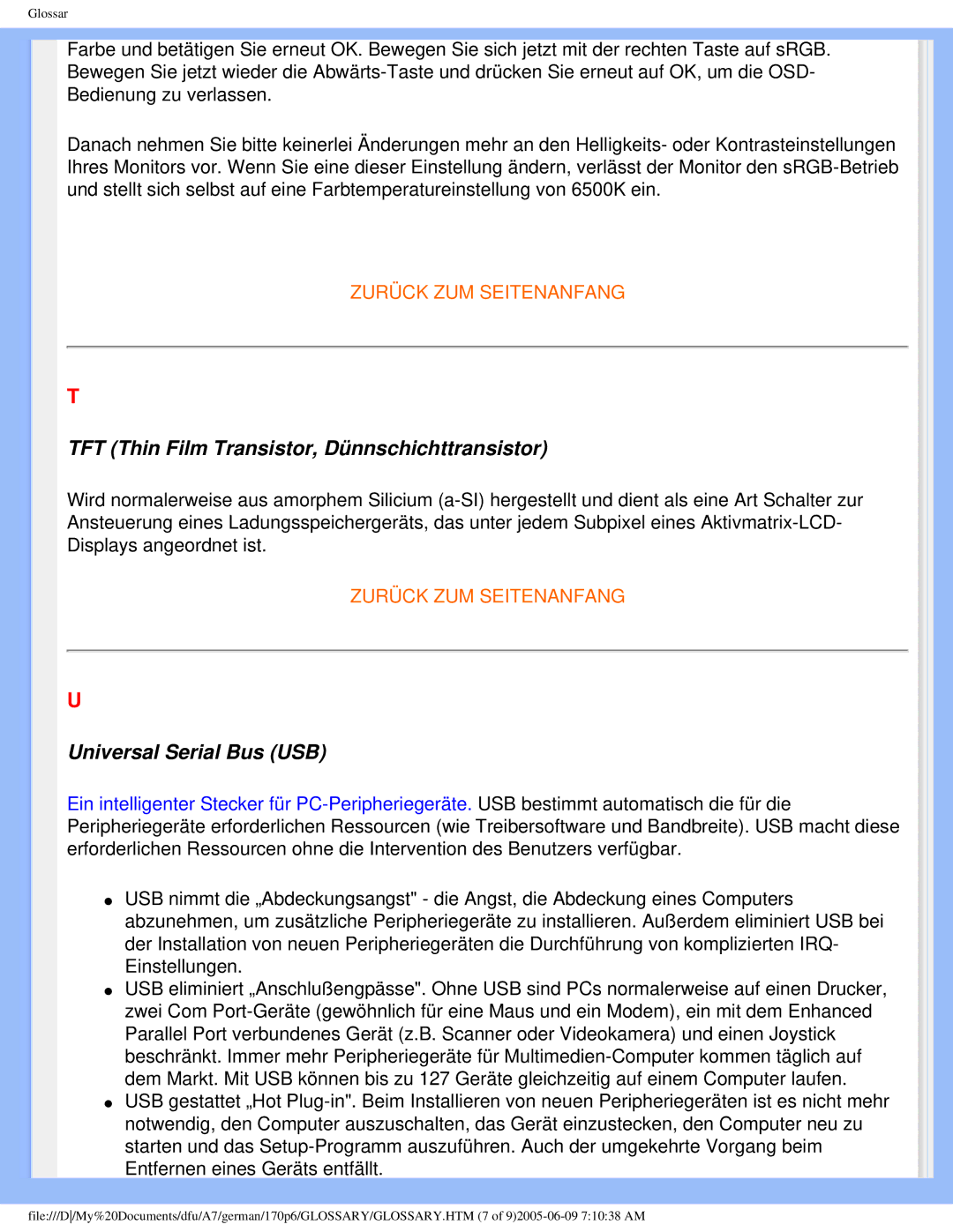 Philips 170p6 user manual TFT Thin Film Transistor, Dünnschichttransistor 