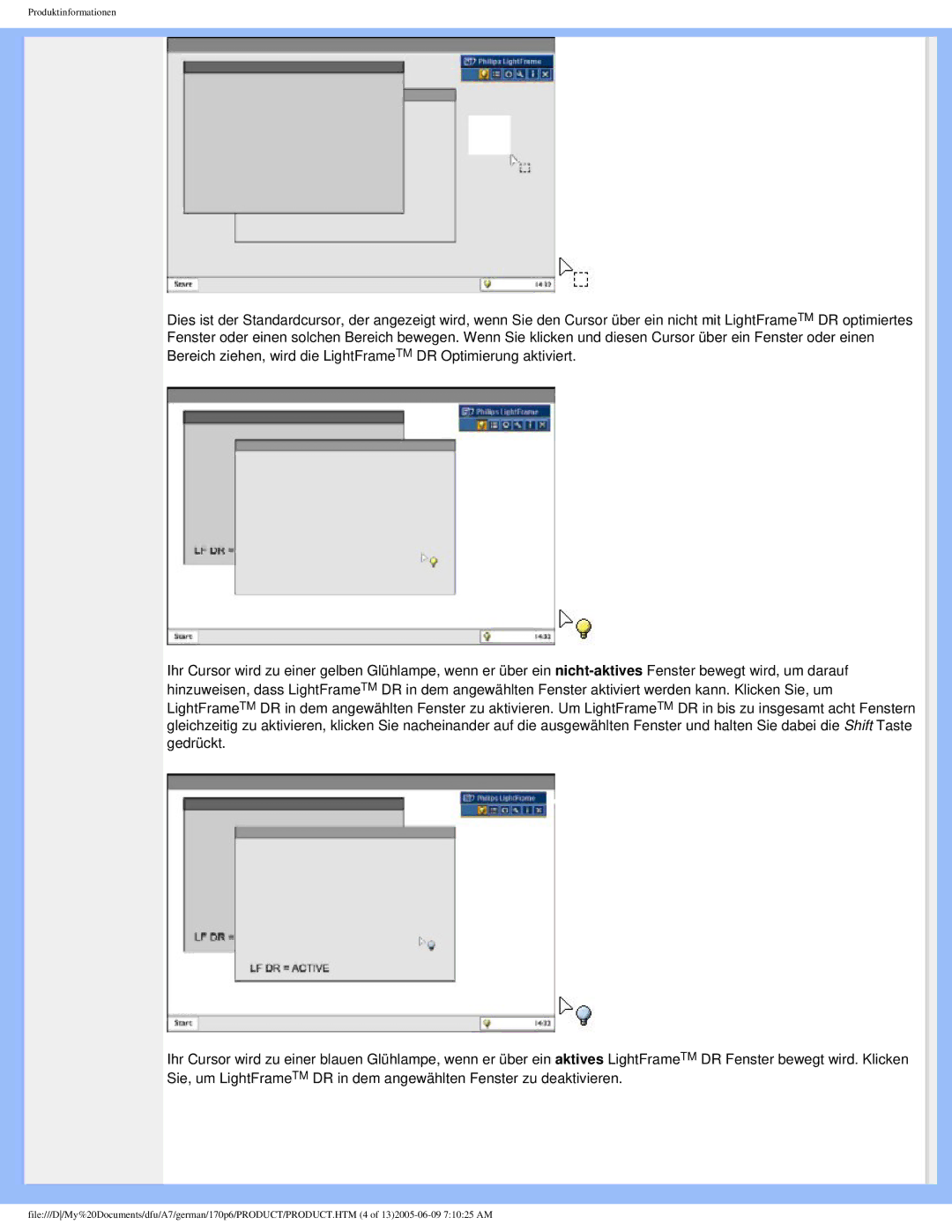 Philips 170p6 user manual Produktinformationen 