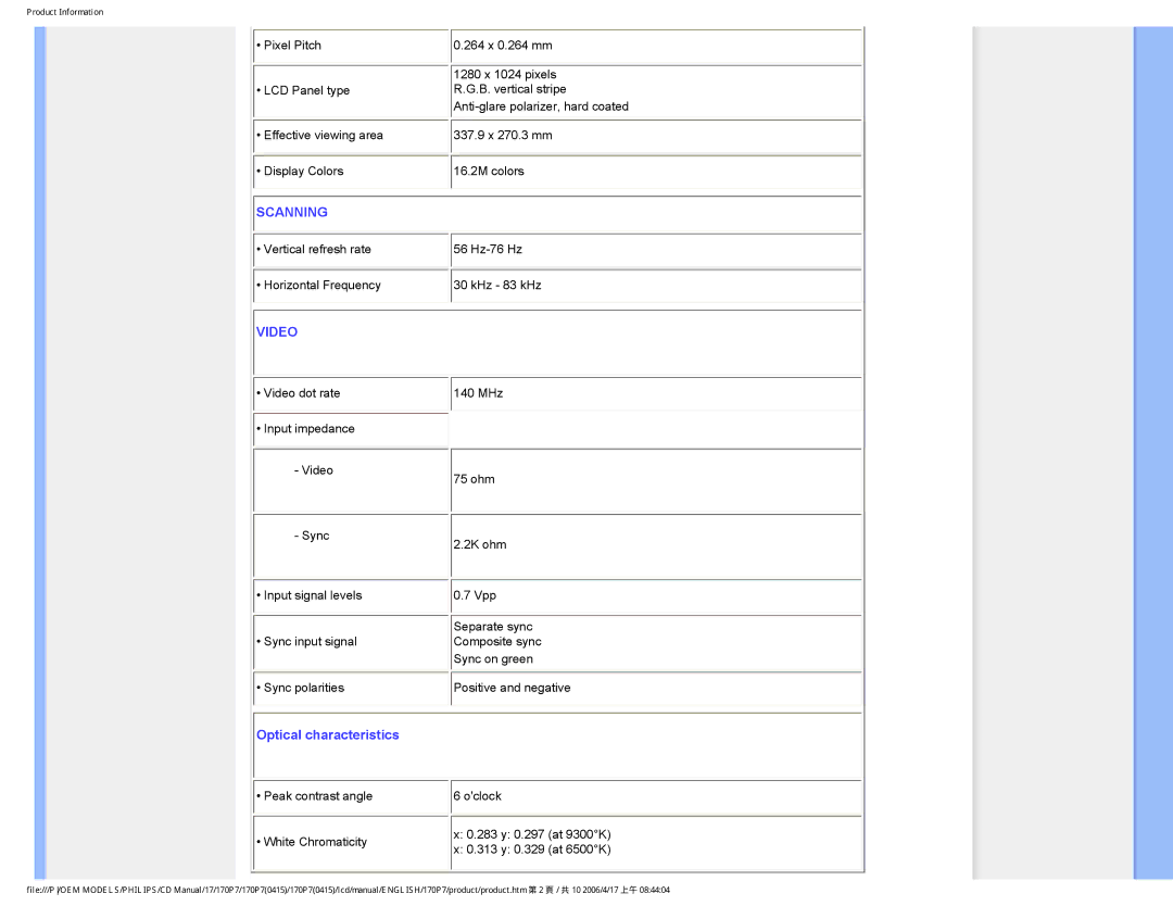 Philips 170P7 user manual Scanning 