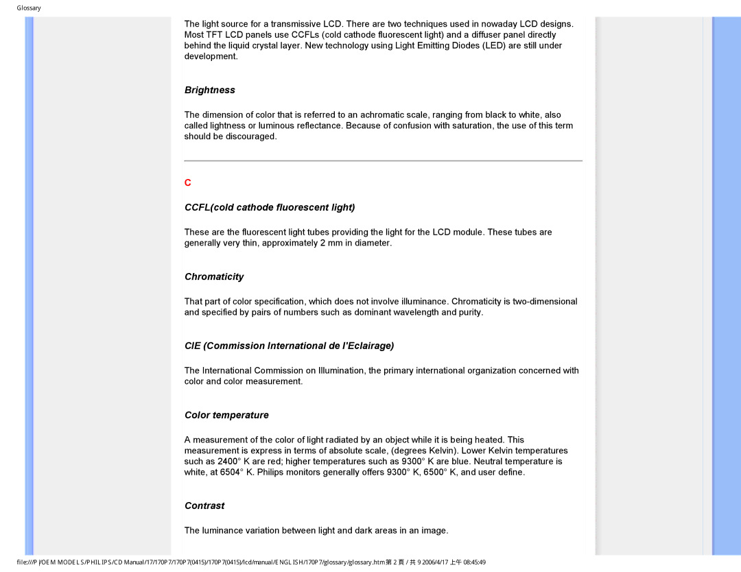 Philips 170P7 user manual Brightness 