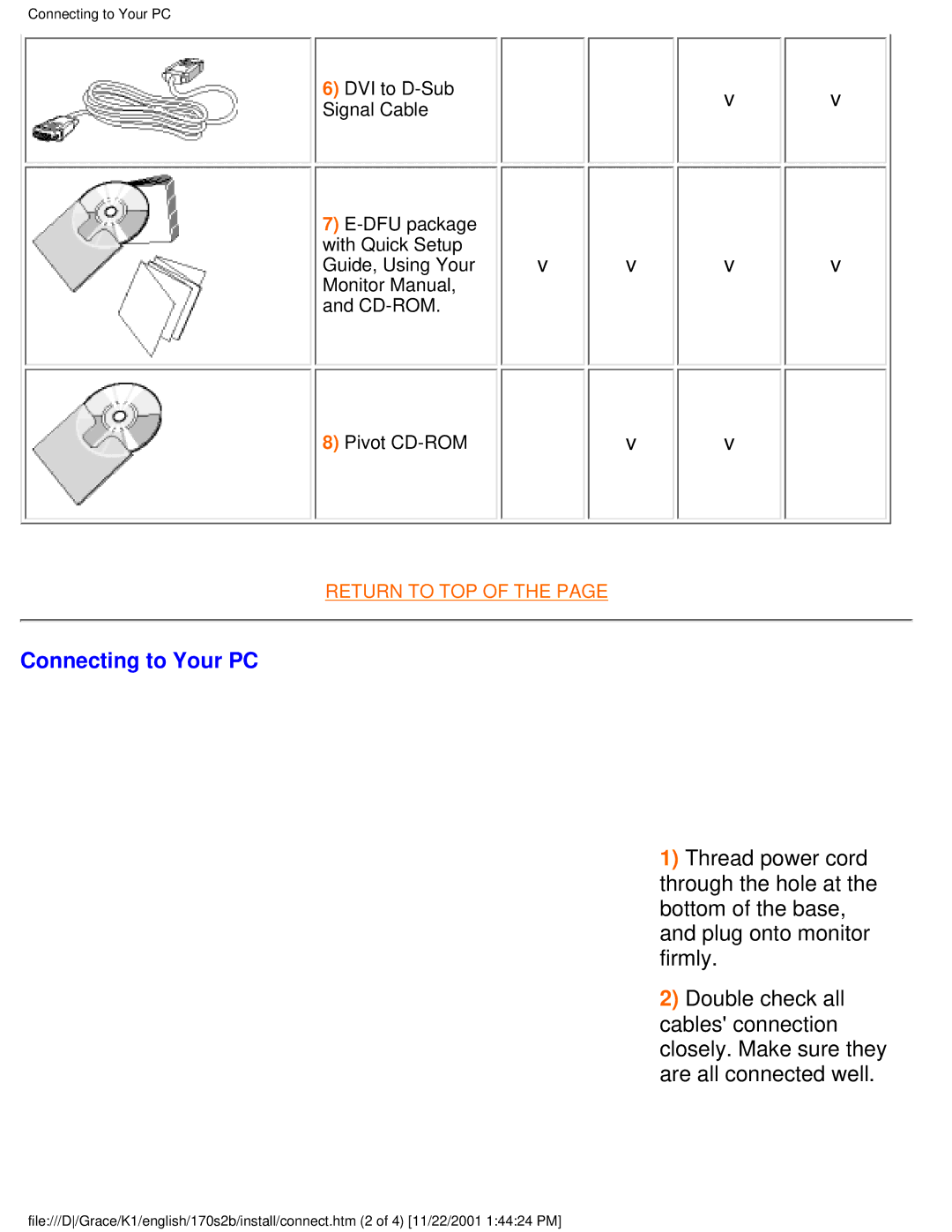 Philips 170S2B user manual Connecting to Your PC 