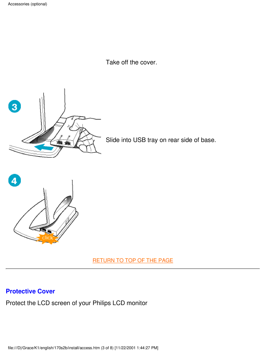 Philips 170S2B user manual Protective Cover, Protect the LCD screen of your Philips LCD monitor 