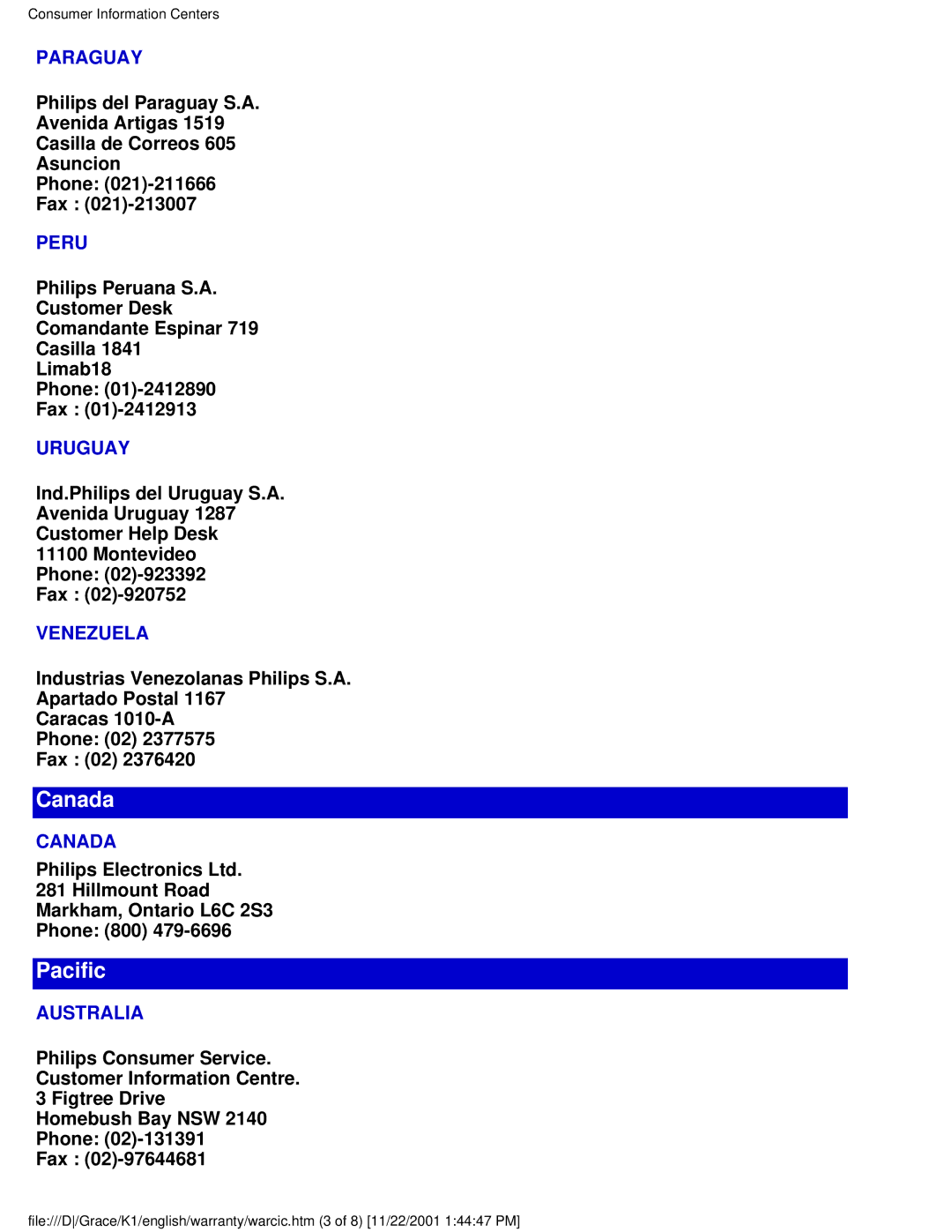 Philips 170S2B user manual Canada 