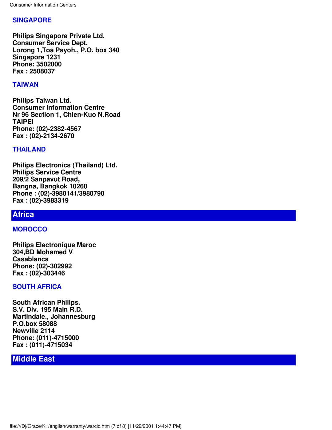 Philips 170S2B user manual Africa 