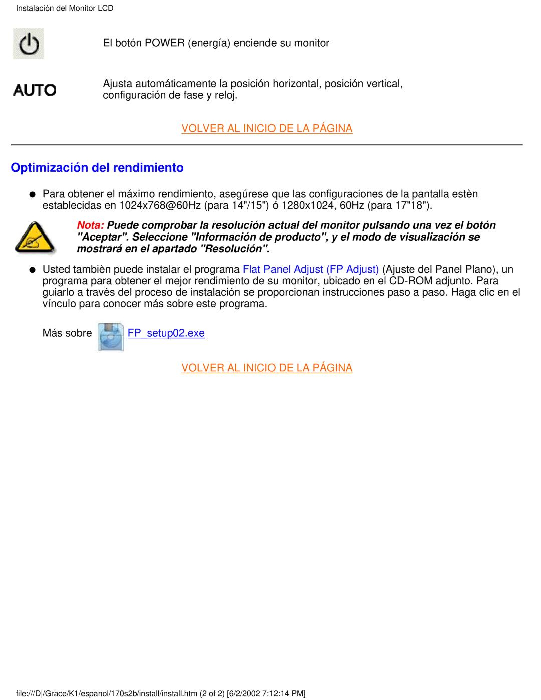 Philips 170S2B user manual Optimización del rendimiento 