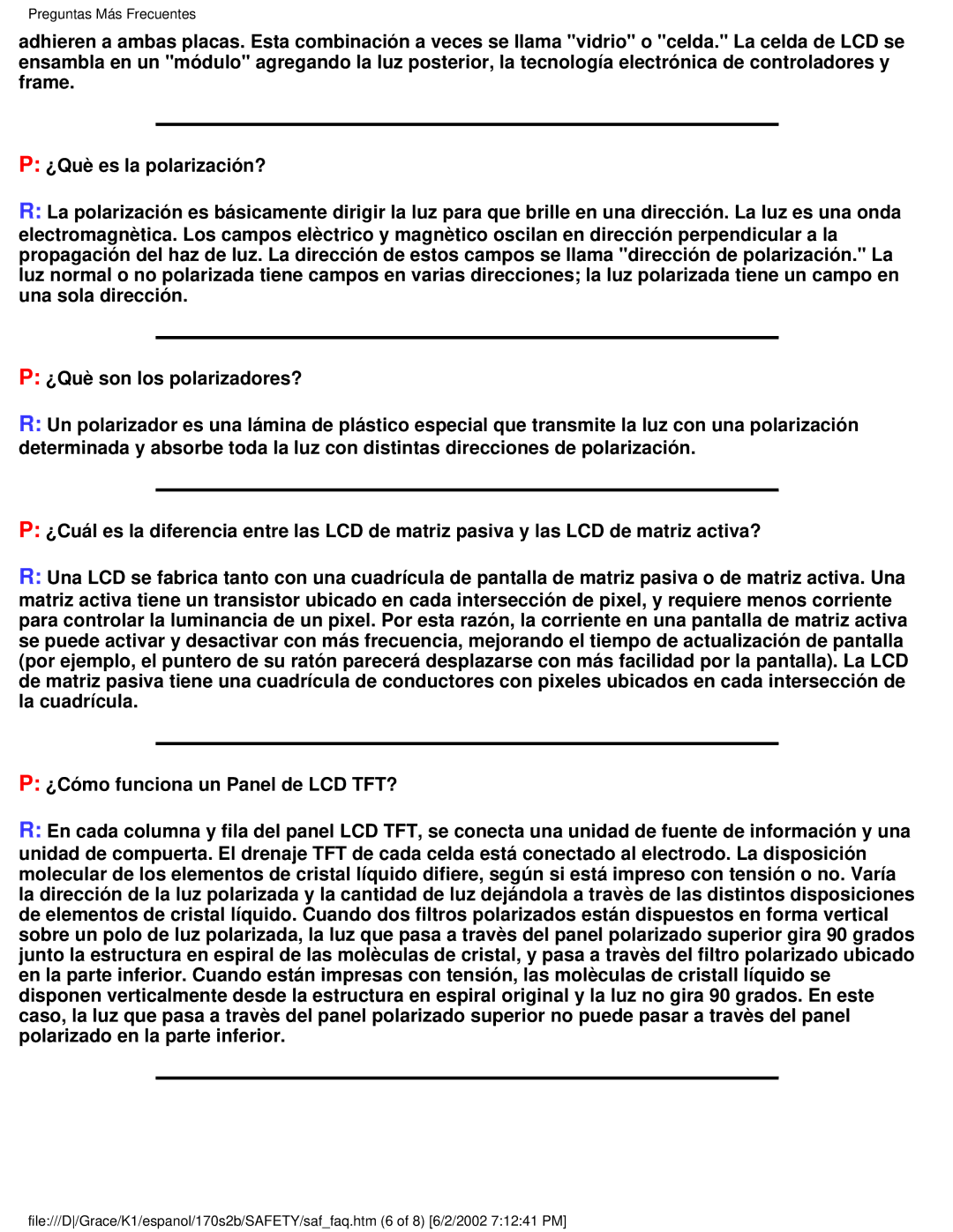 Philips 170S2B user manual Preguntas Más Frecuentes 