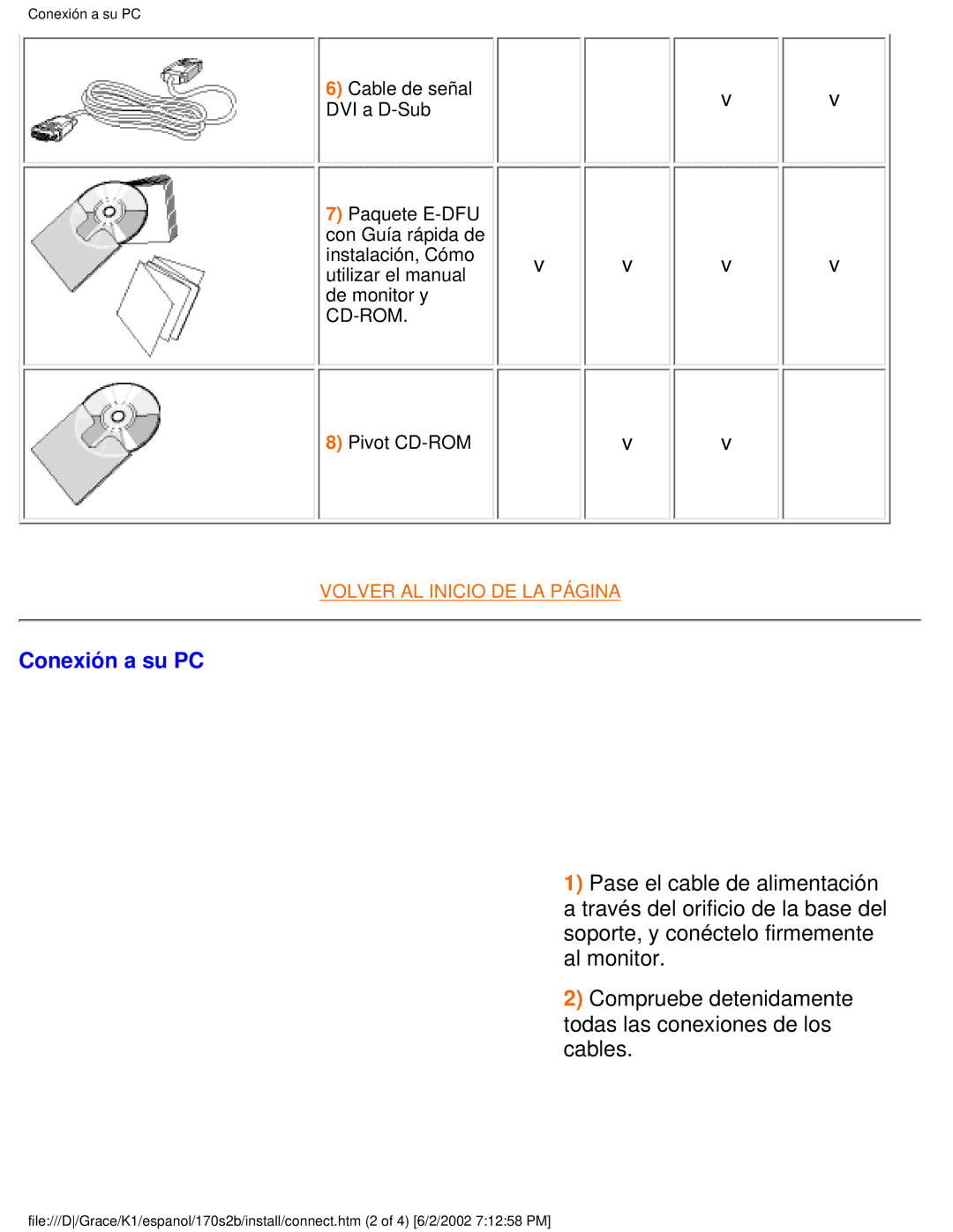 Philips 170S2B user manual Conexión a su PC 