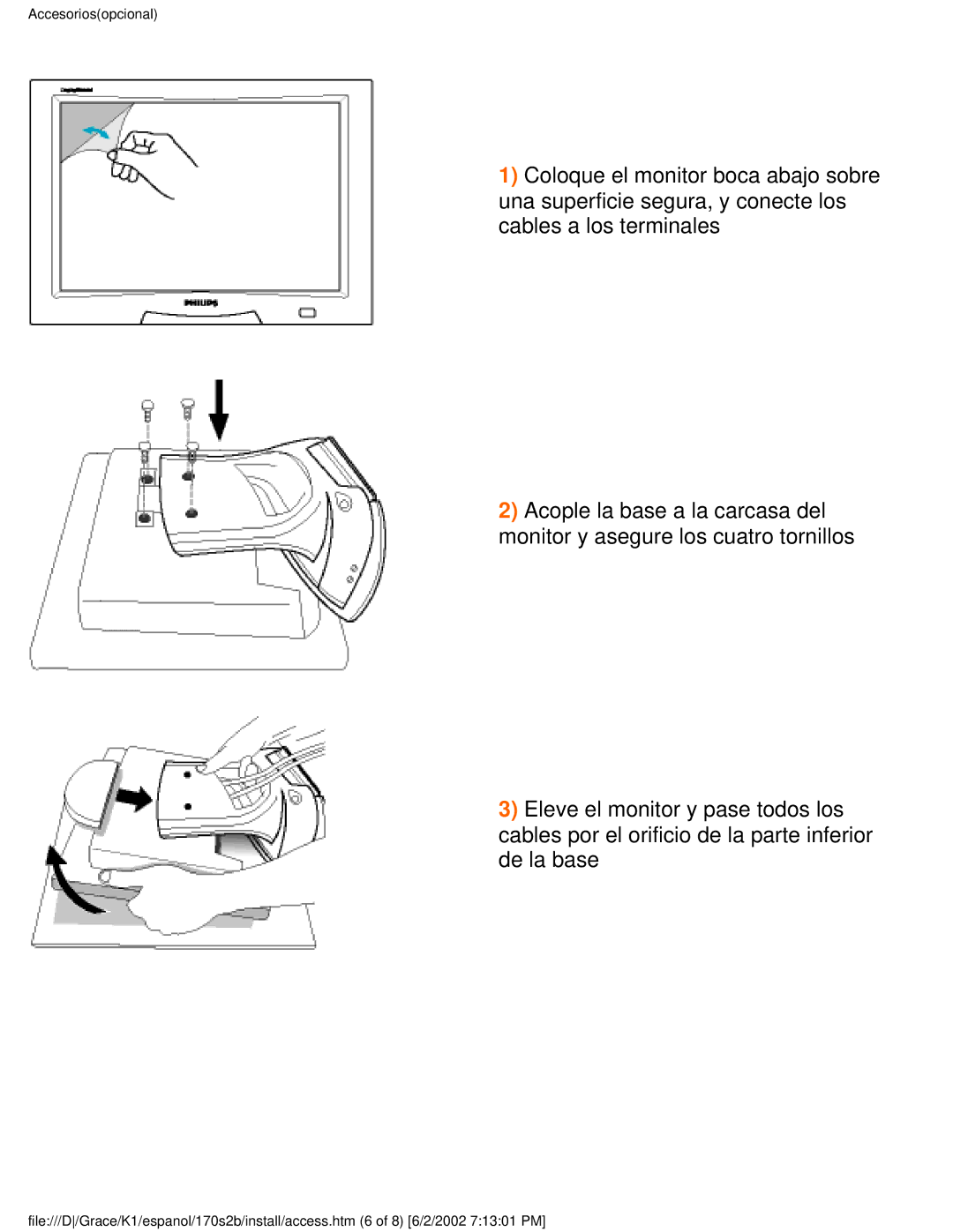 Philips 170S2B user manual Accesoriosopcional 