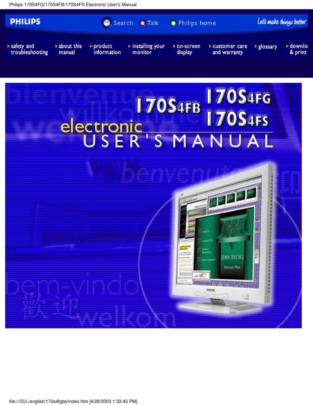 Philips 170S4FG, 170S4FS user manual File///D/L/english/170s4fgbs/index.htm 4/28/2003 13345 PM 