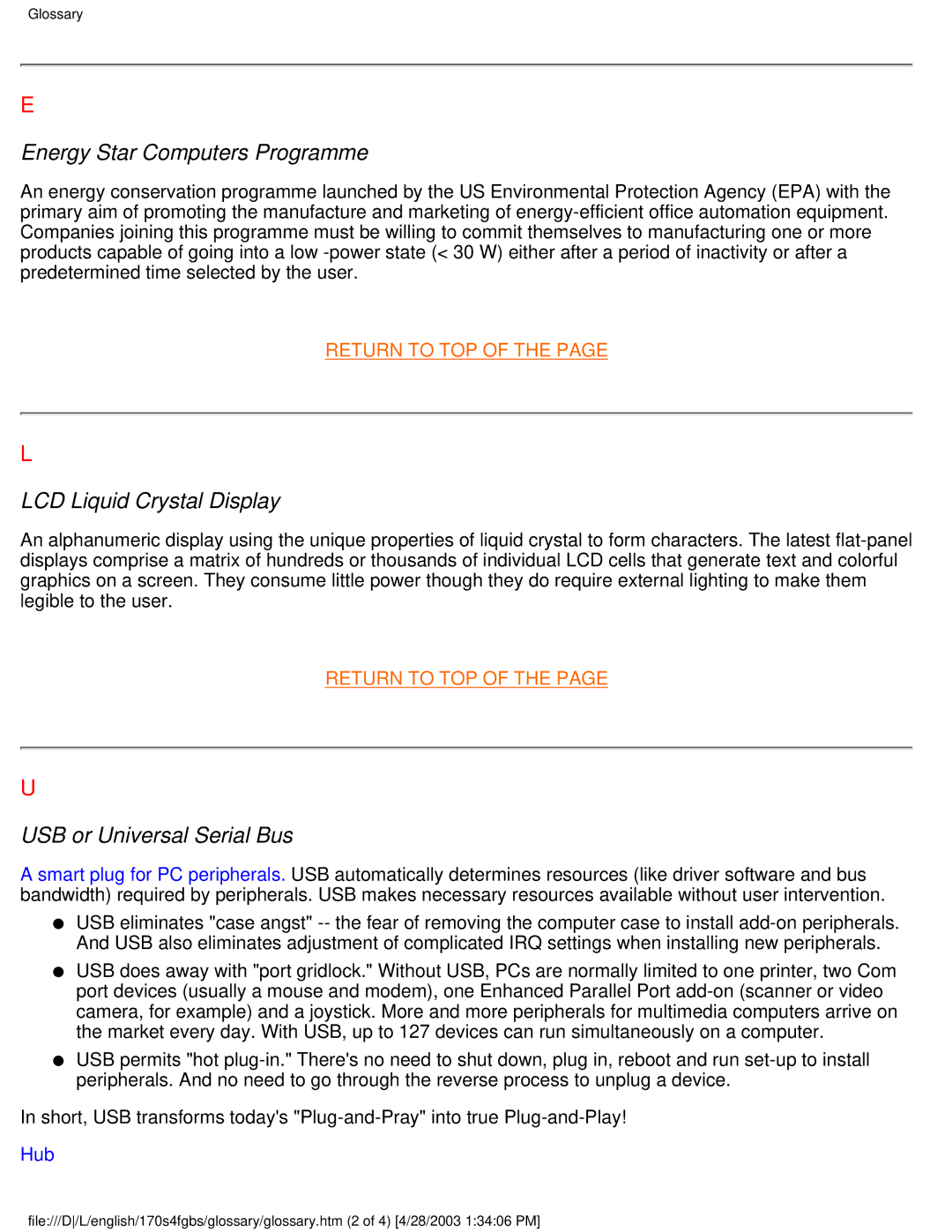 Philips 170S4FS, 170S4FG user manual Energy Star Computers Programme 