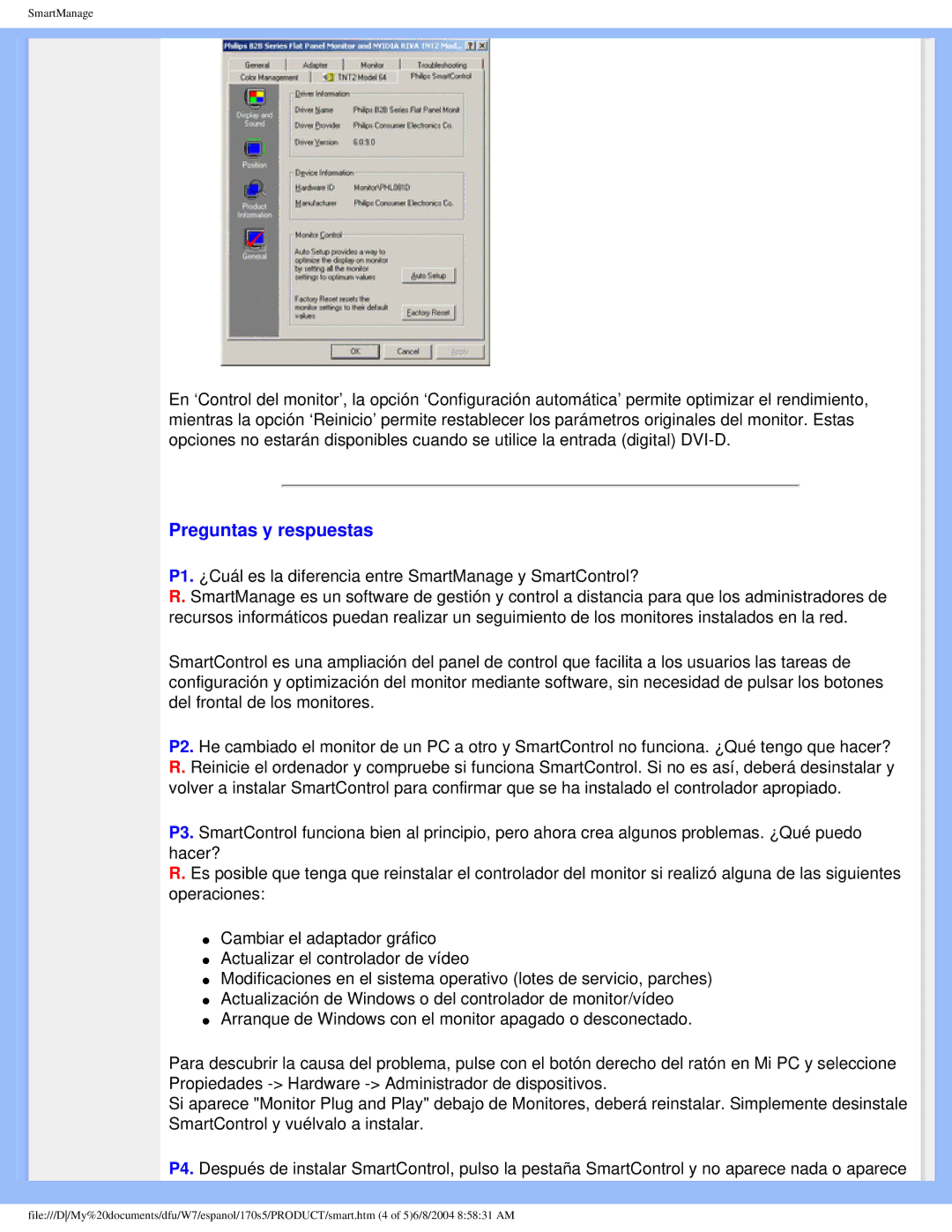 Philips 170S5 user manual Preguntas y respuestas 