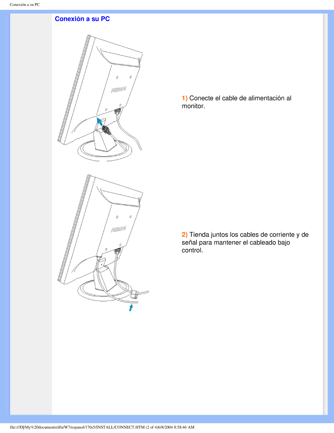 Philips 170S5 user manual Conexión a su PC 