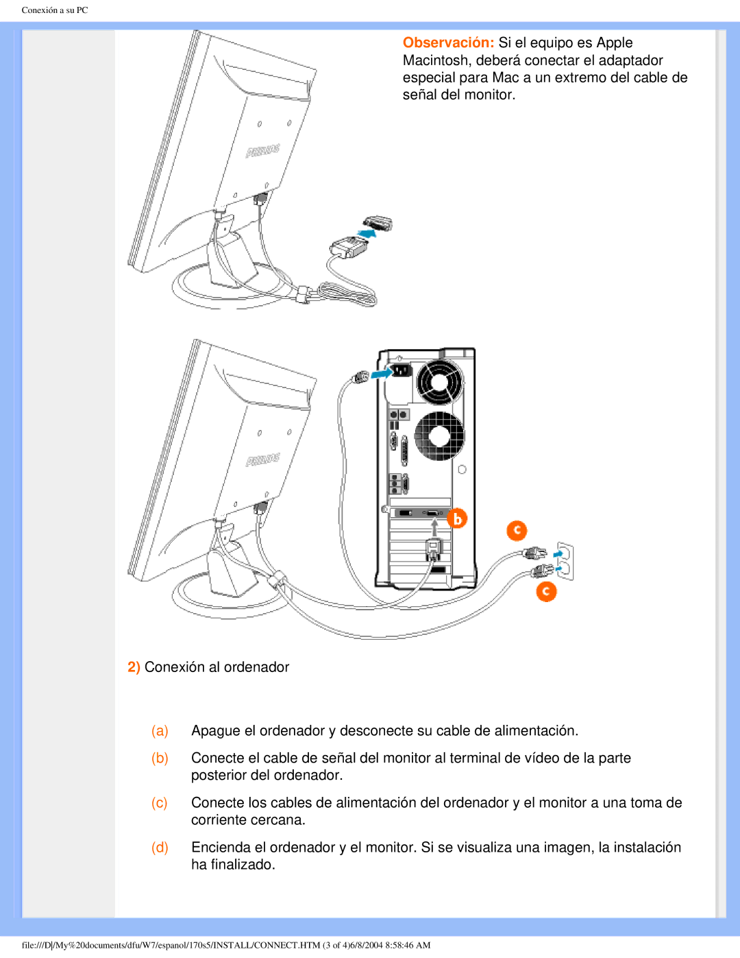 Philips 170S5 user manual Conexión a su PC 