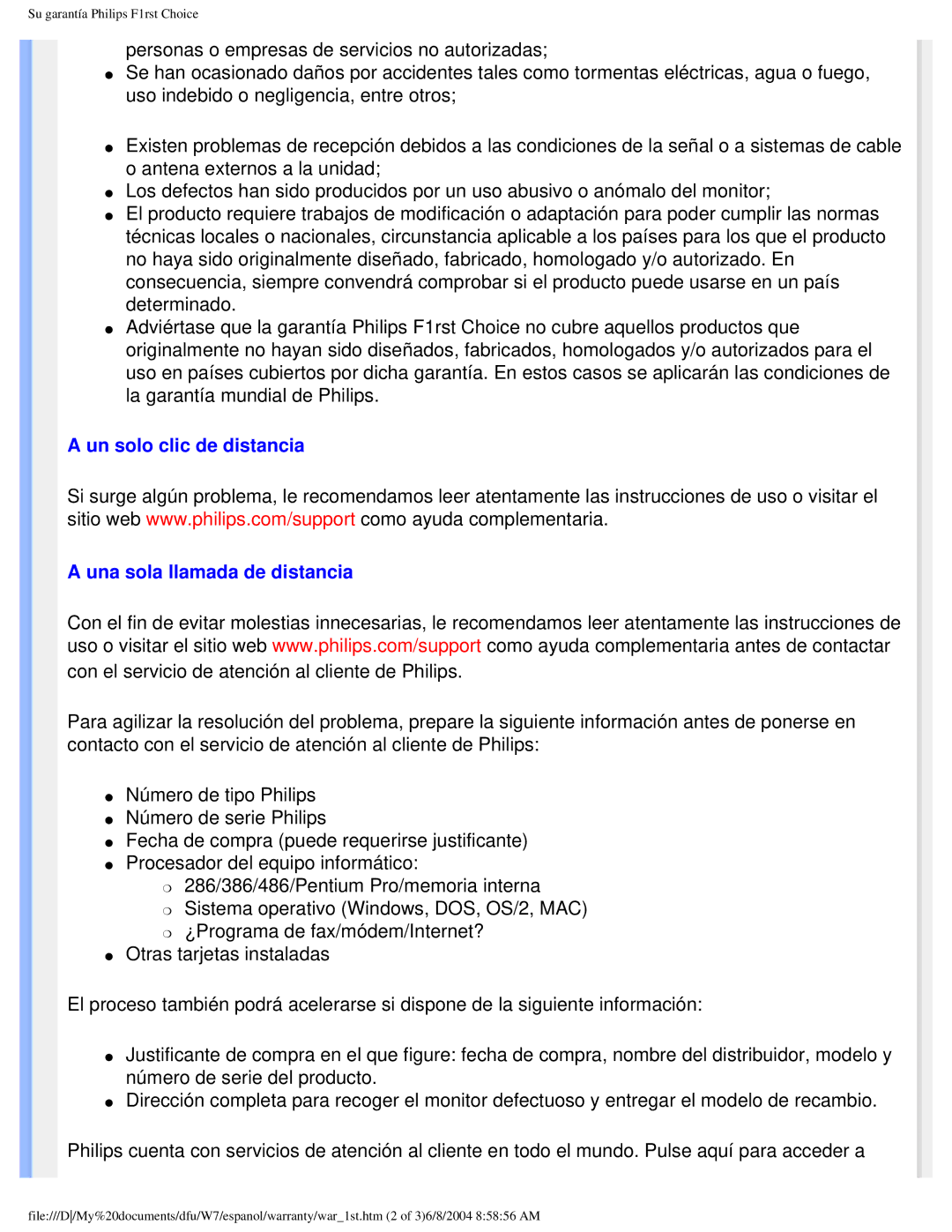 Philips 170S5 user manual Un solo clic de distancia Una sola llamada de distancia 