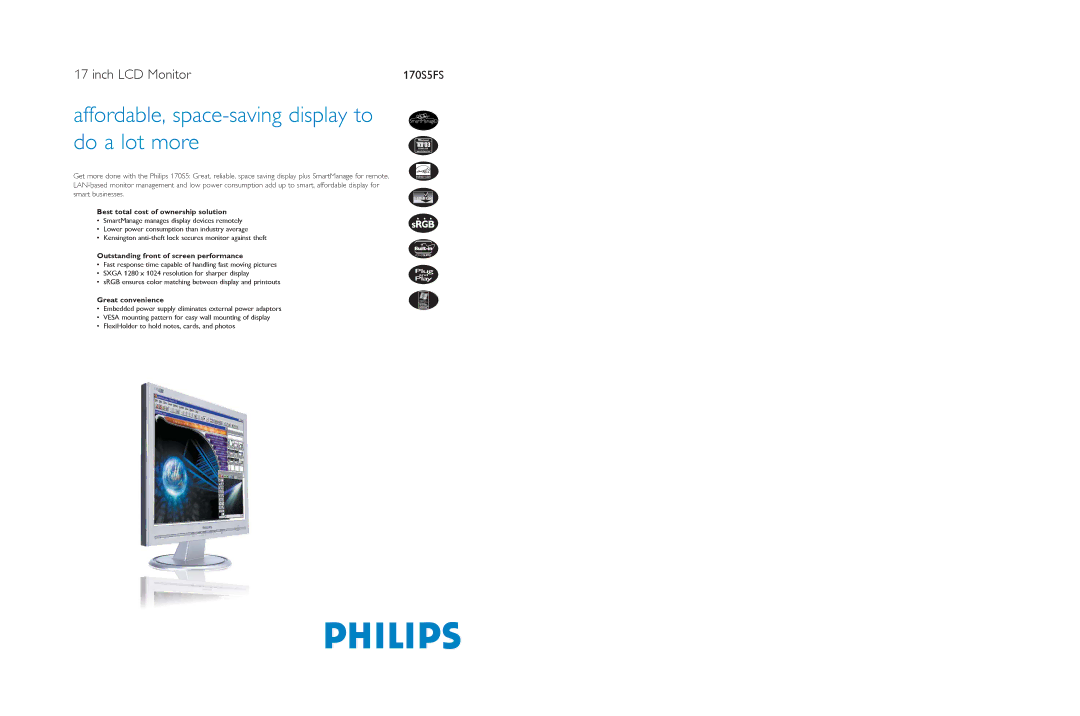 Philips 170S5FS specifications Best total cost of ownership solution, Outstanding front of screen performance 