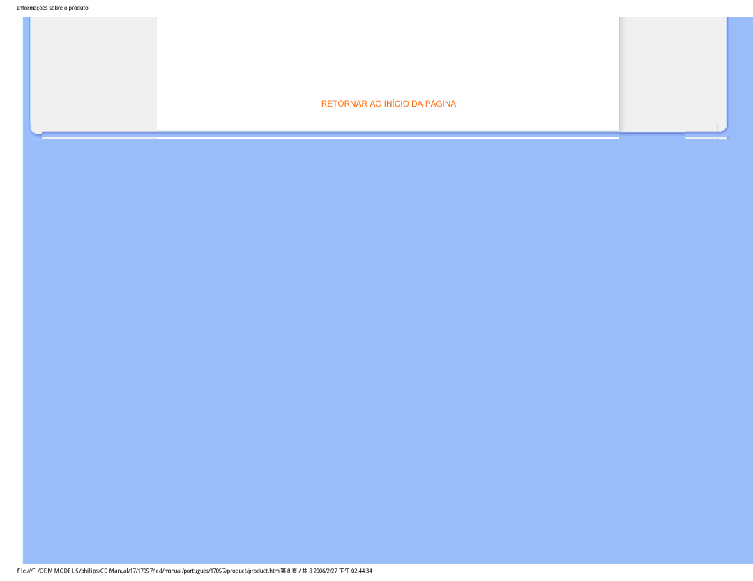 Philips 170S7 user manual Retornar AO Início DA Página 