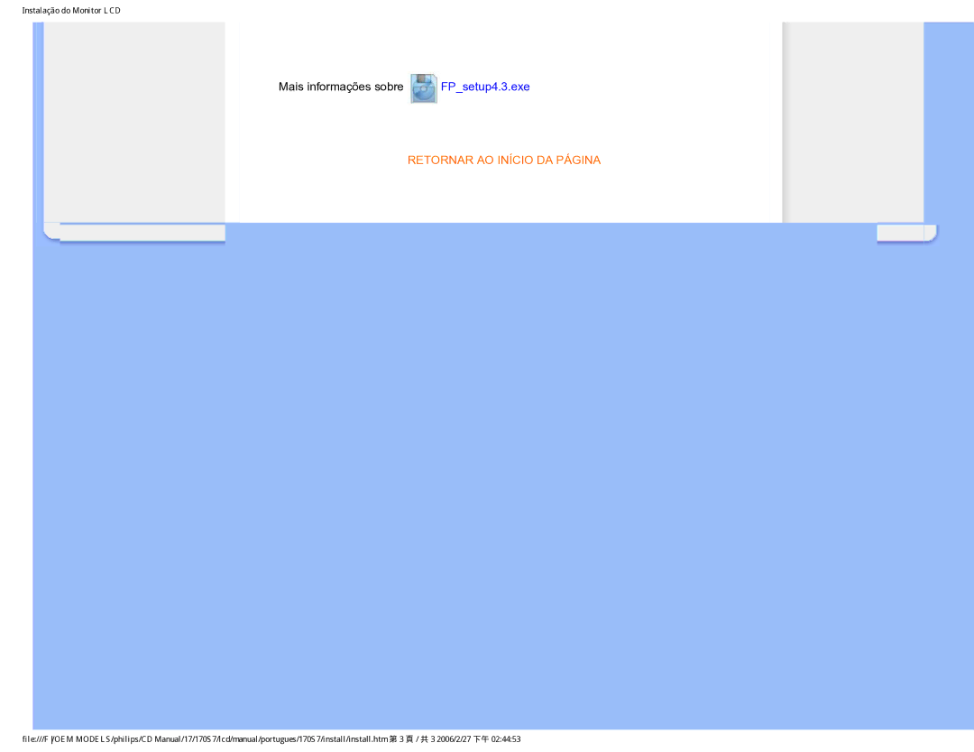 Philips 170S7 user manual Mais informações sobre FPsetup4.3.exe 