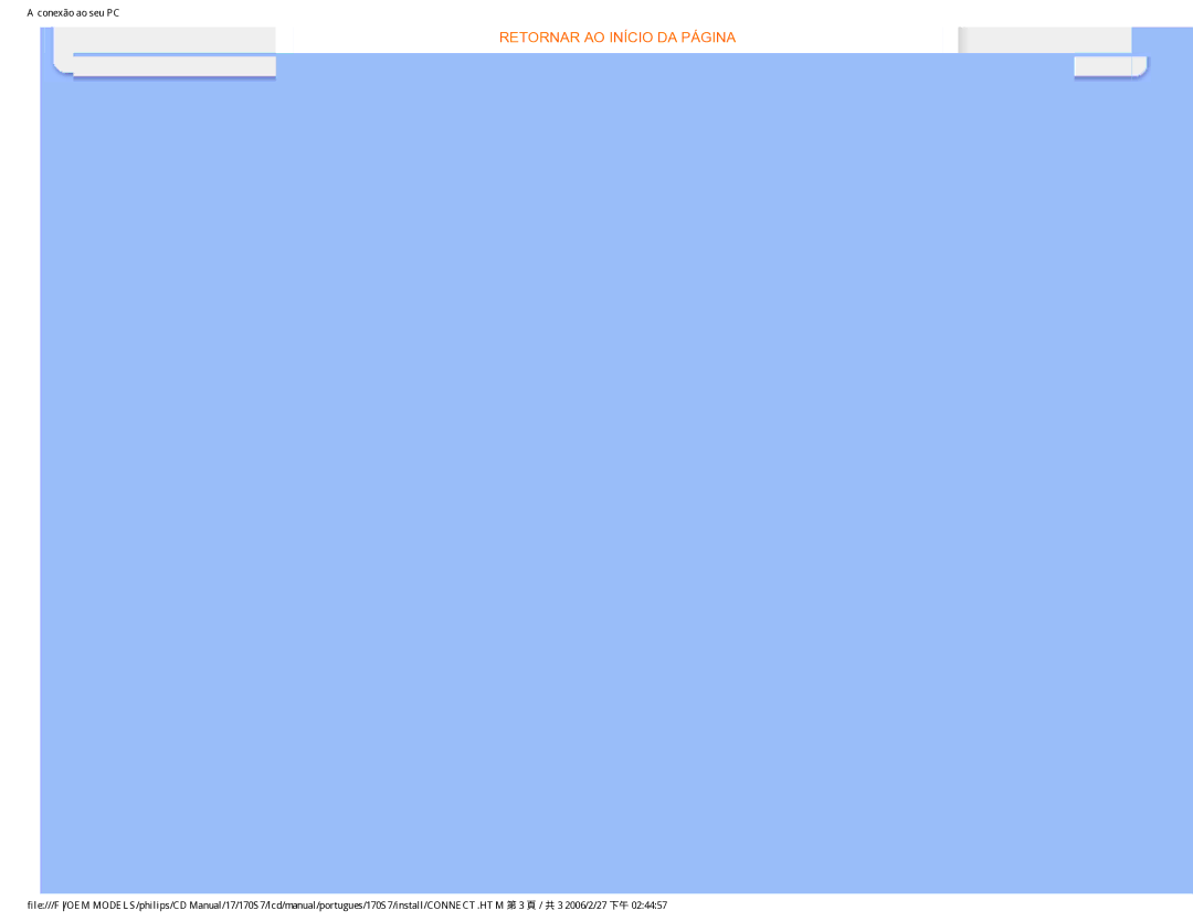 Philips 170S7 user manual Retornar AO Início DA Página 