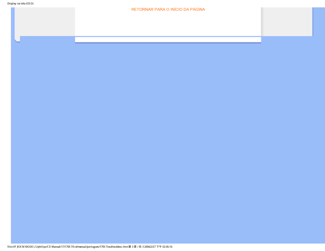 Philips 170S7 user manual Retornar Para O Início DA Página 