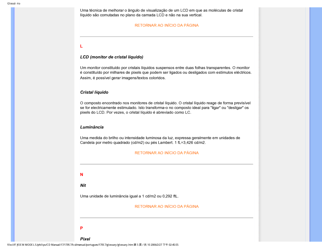 Philips 170S7 user manual Nit 