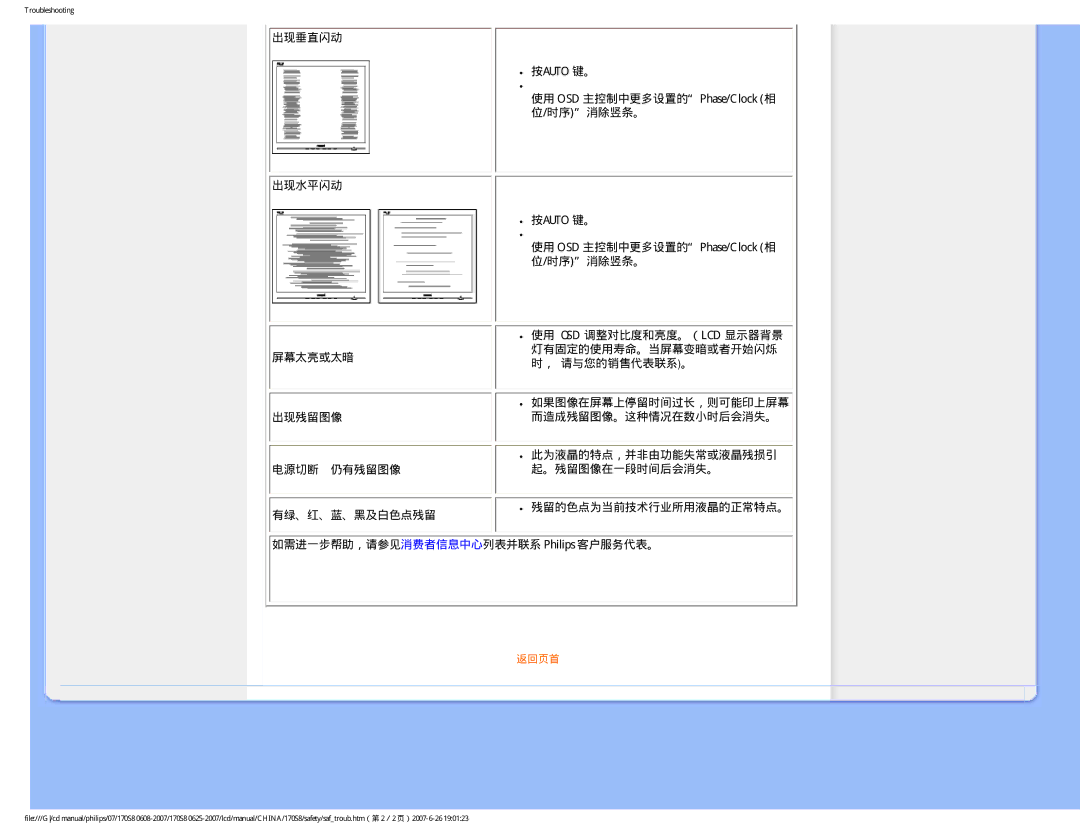 Philips 170S8 user manual 返回页首 