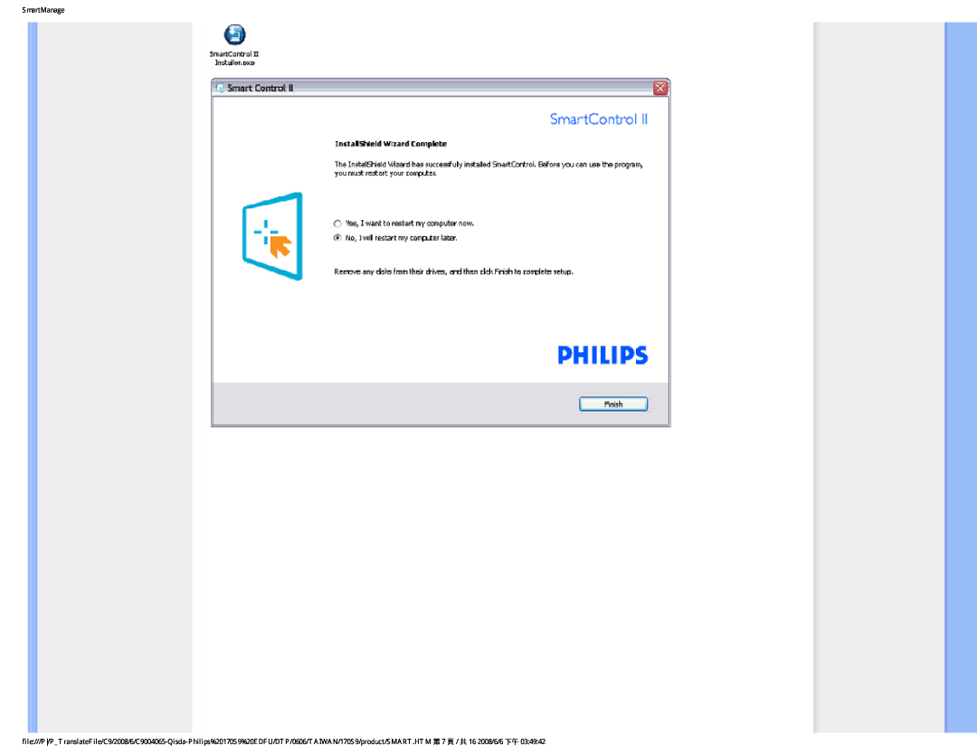 Philips 170S9 user manual SmartManage 