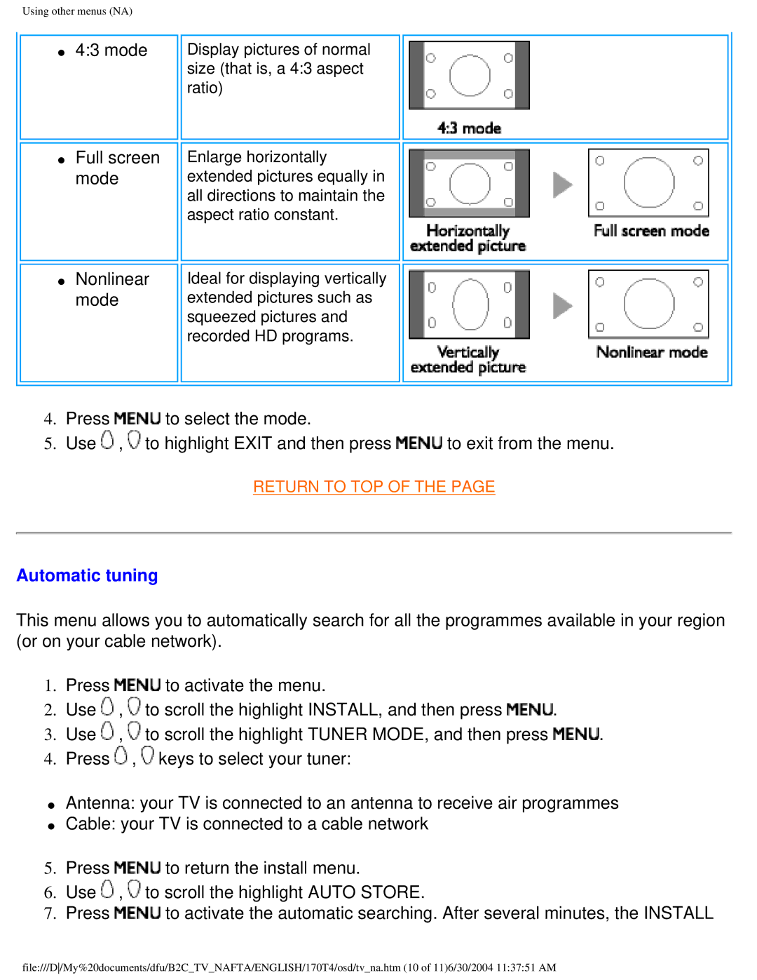 Philips 170T4 manual Automatic tuning 