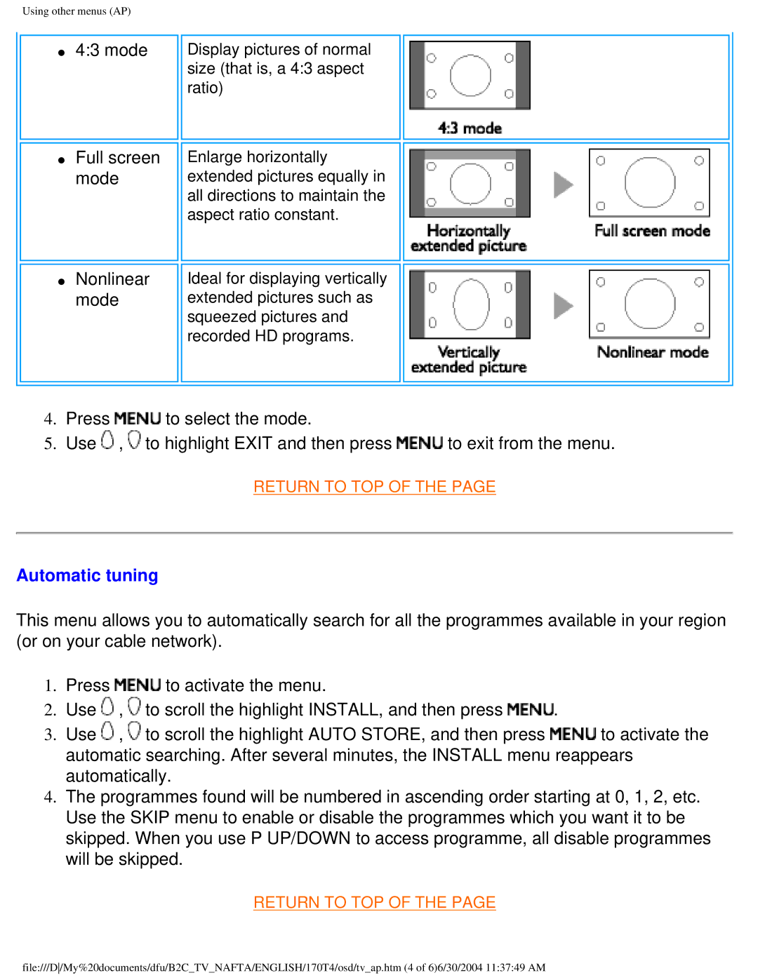 Philips 170T4 manual Extended pictures equally 