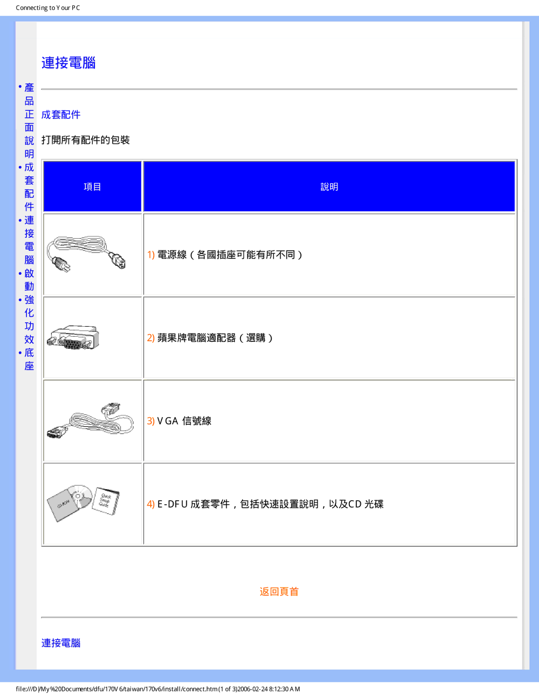 Philips 170V6 user manual 連接電腦 