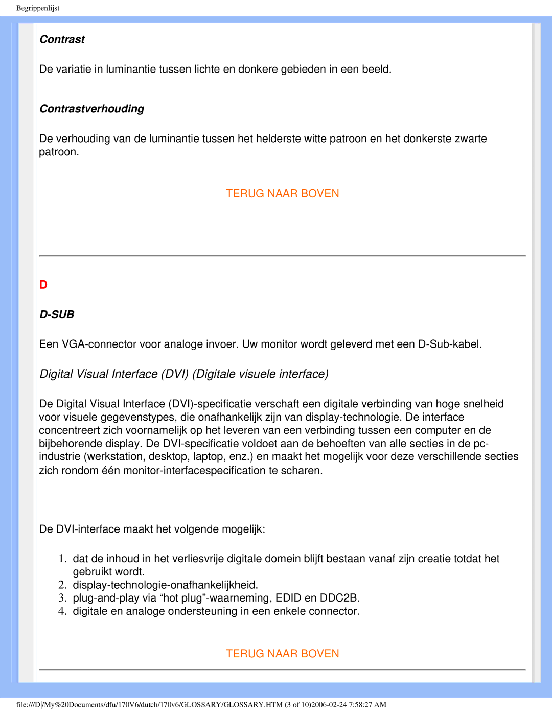 Philips 170V6 user manual Contrastverhouding 