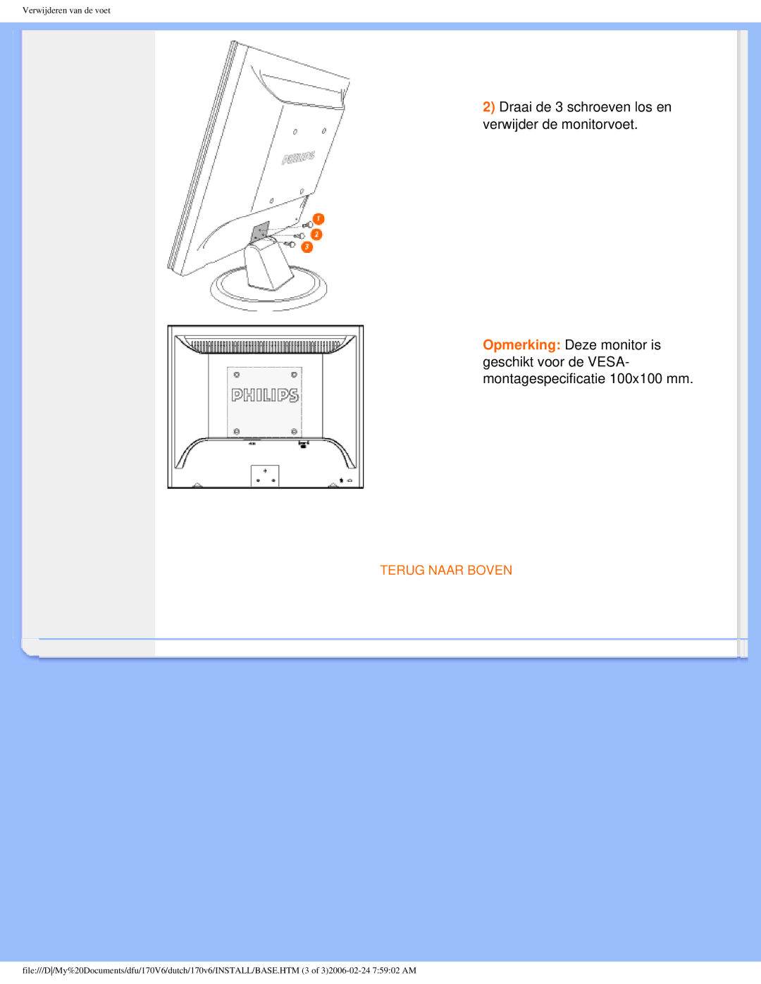 Philips 170V6 user manual Terug Naar Boven 