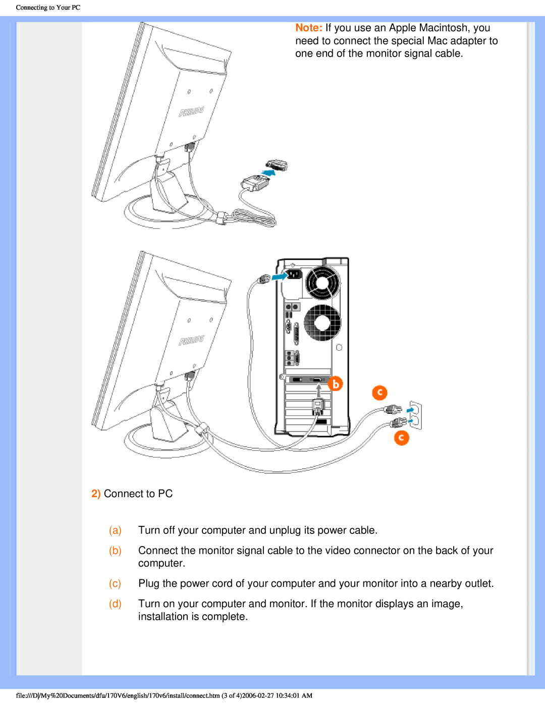 Philips 170V6 user manual 2Connect to PC 