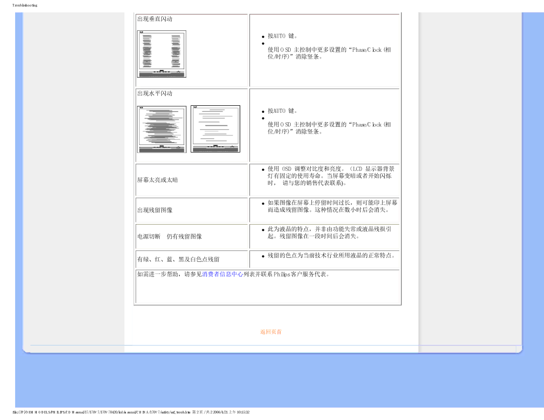 Philips 170V7 user manual 返回页首 