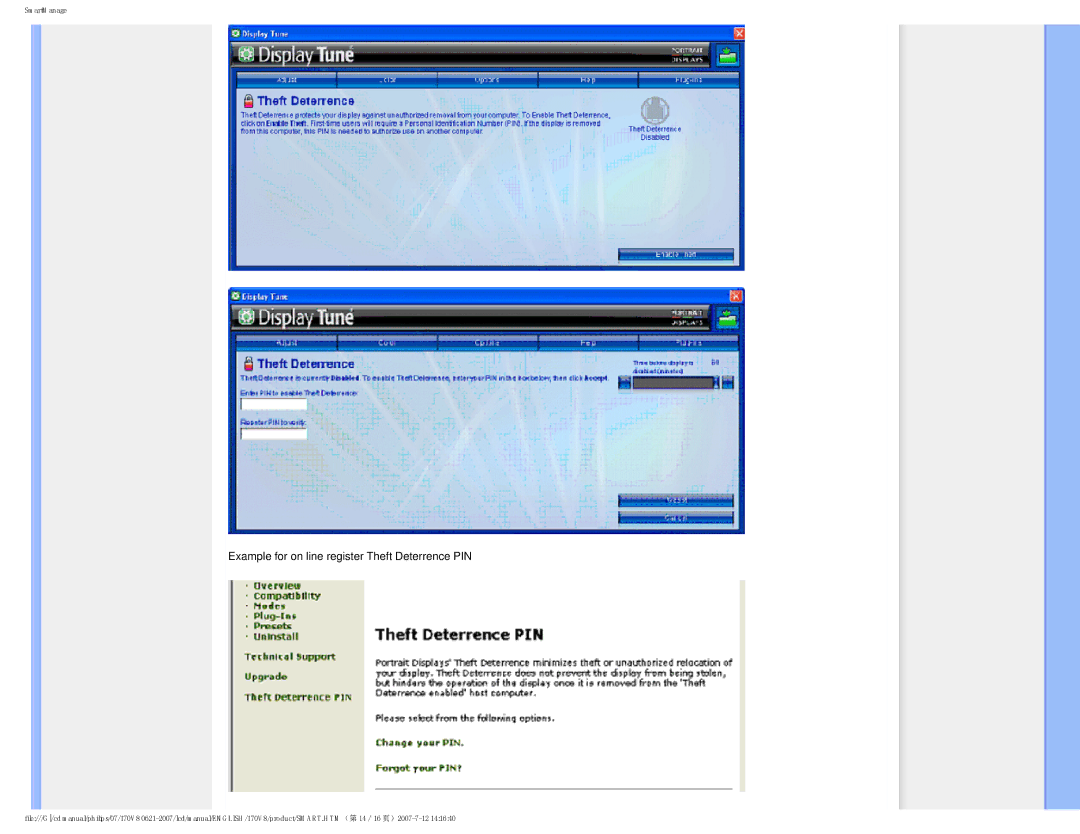 Philips HNS8170T, 170v8 user manual Example for on line register Theft Deterrence PIN 