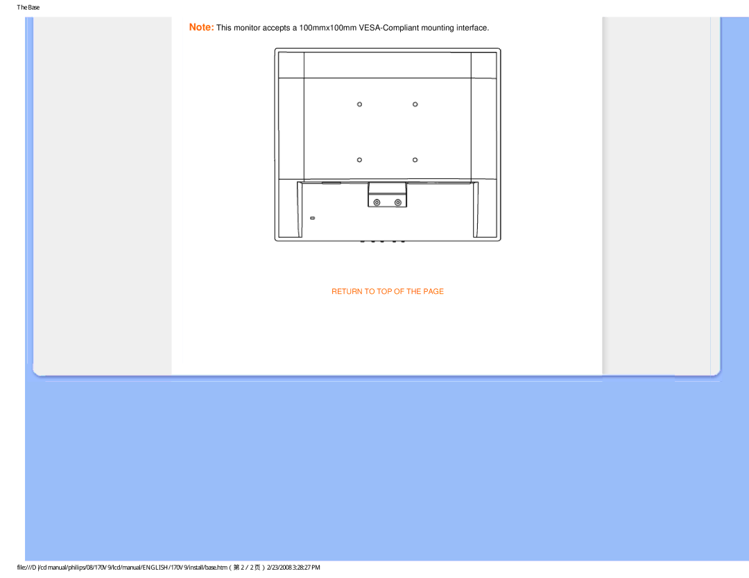 Philips 170V9 user manual Return to TOP 