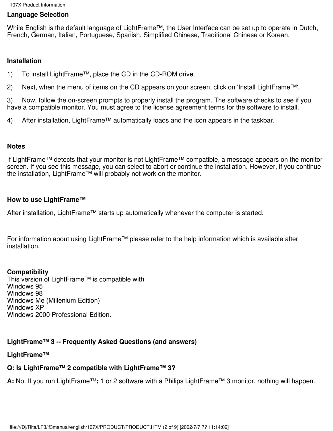 Philips 170X user manual Language Selection 