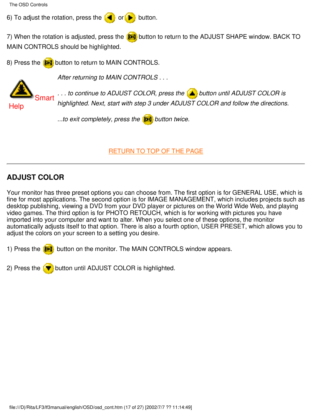 Philips 170X user manual Adjust Color 