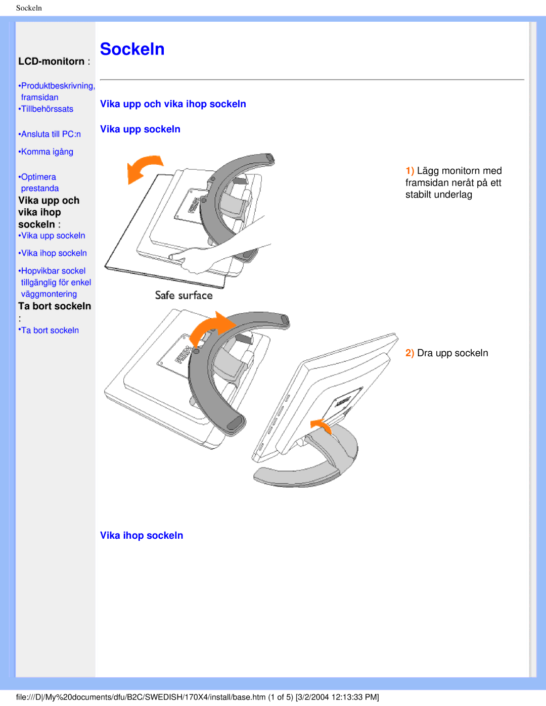 Philips 170X4 user manual Sockeln 